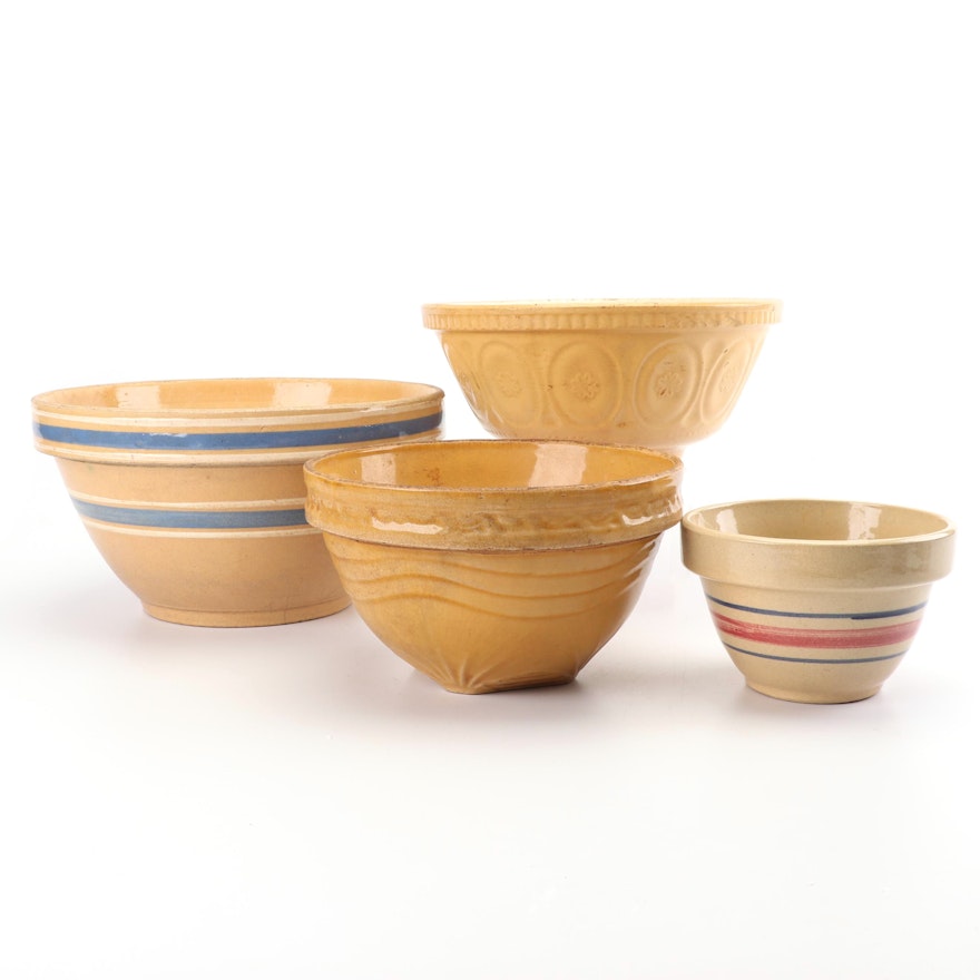 English and American Yellow Ware Mixing Bowls, Early 20th Century