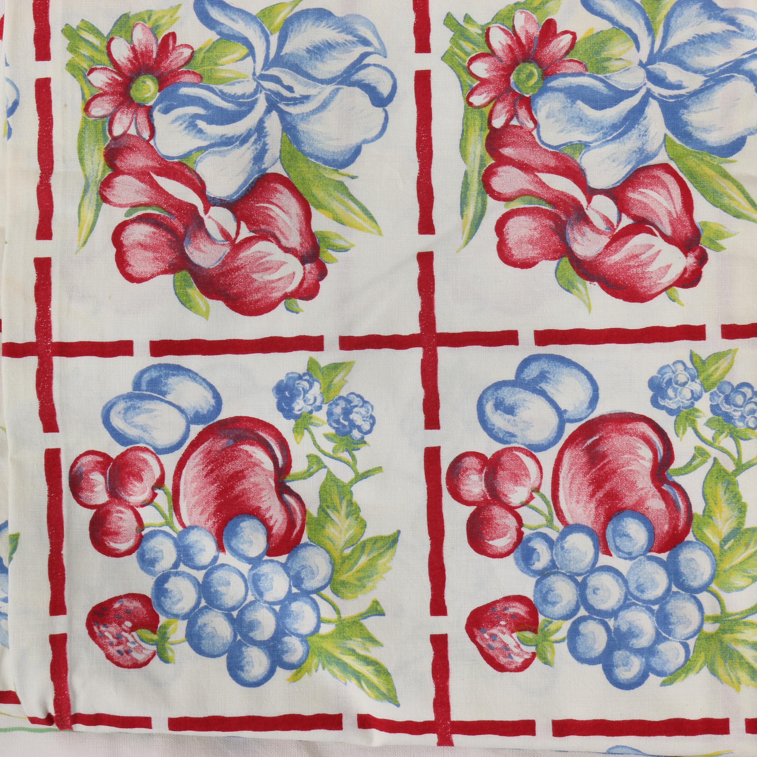 Printed Floral Table Linens, Mid-Century