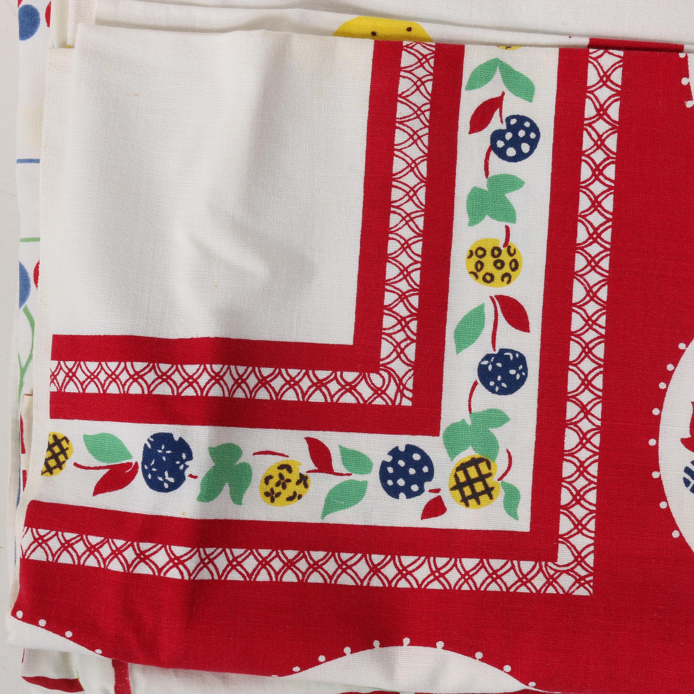 Printed Floral Table Linens, Mid-Century
