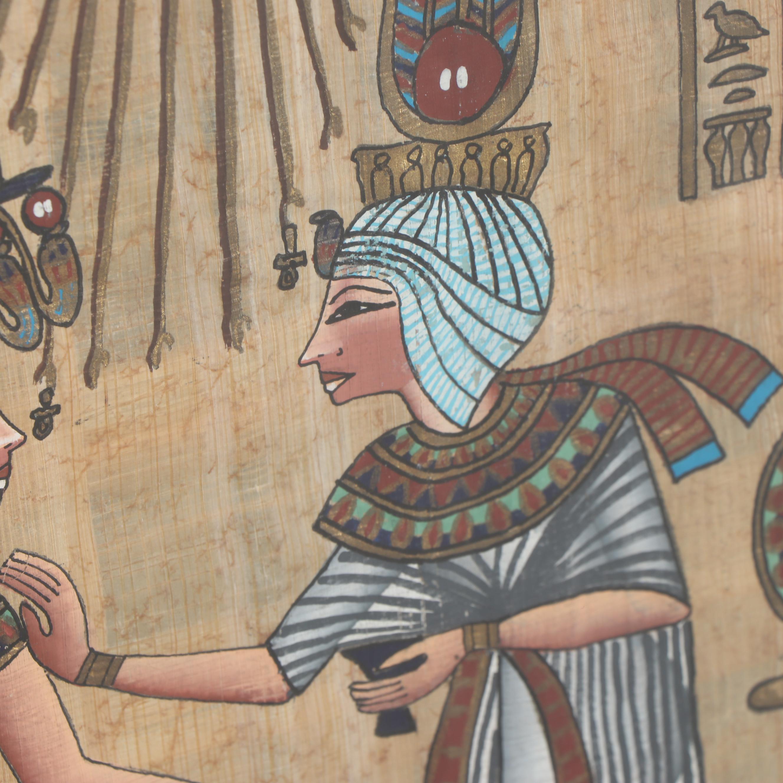 Egyptian Style Gouache Painting on Papyrus