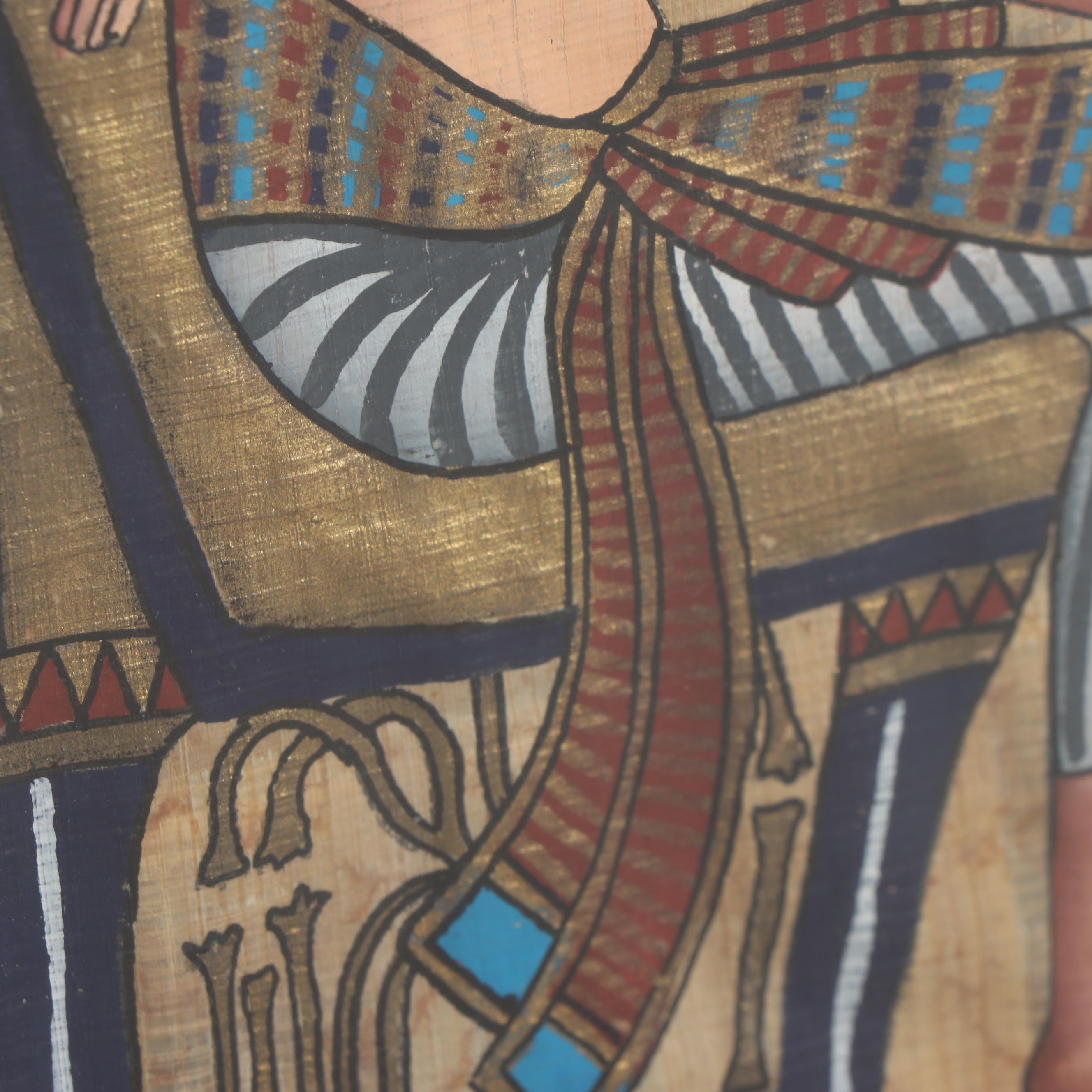 Egyptian Style Gouache Painting on Papyrus