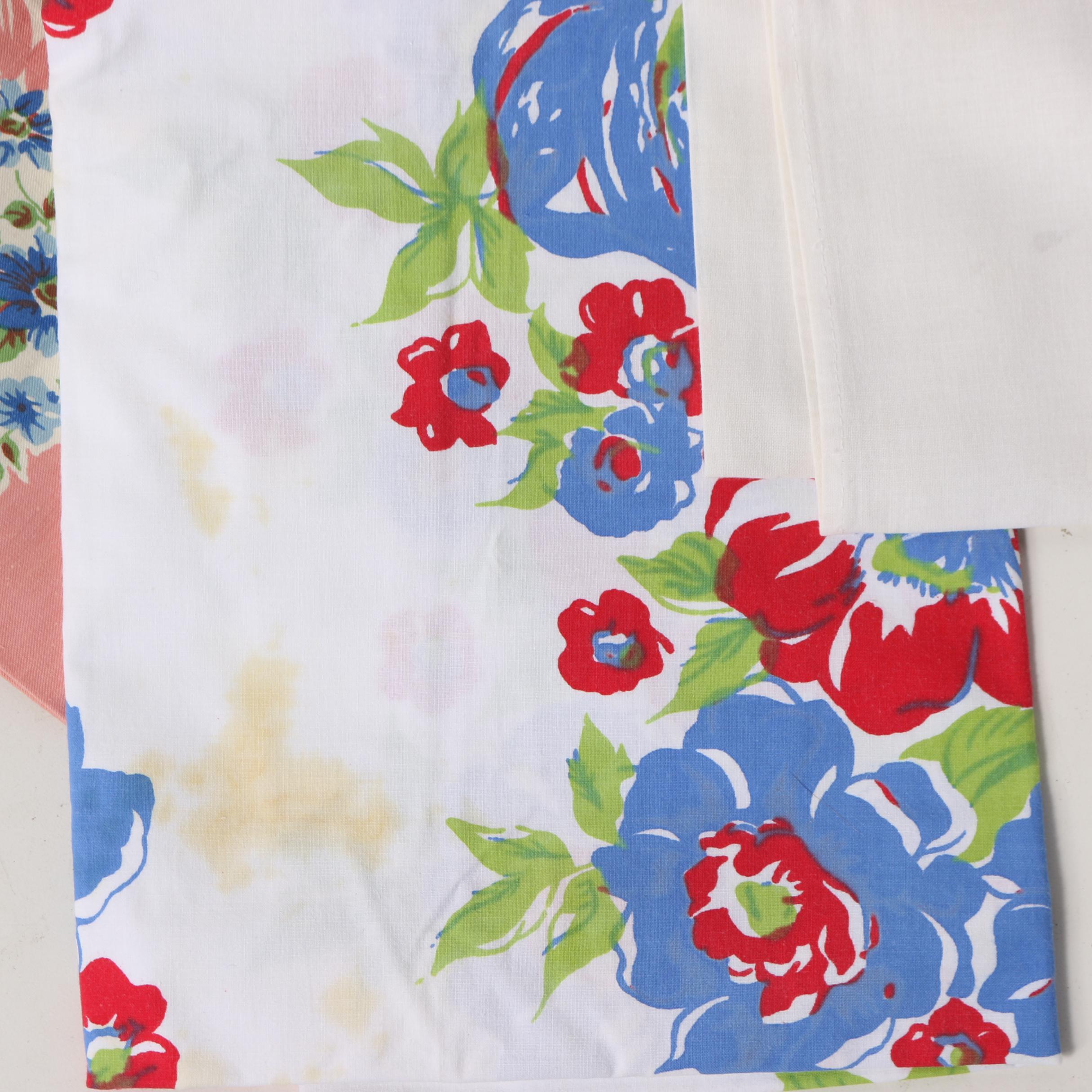 Printed Floral Table Linens, Mid-Century