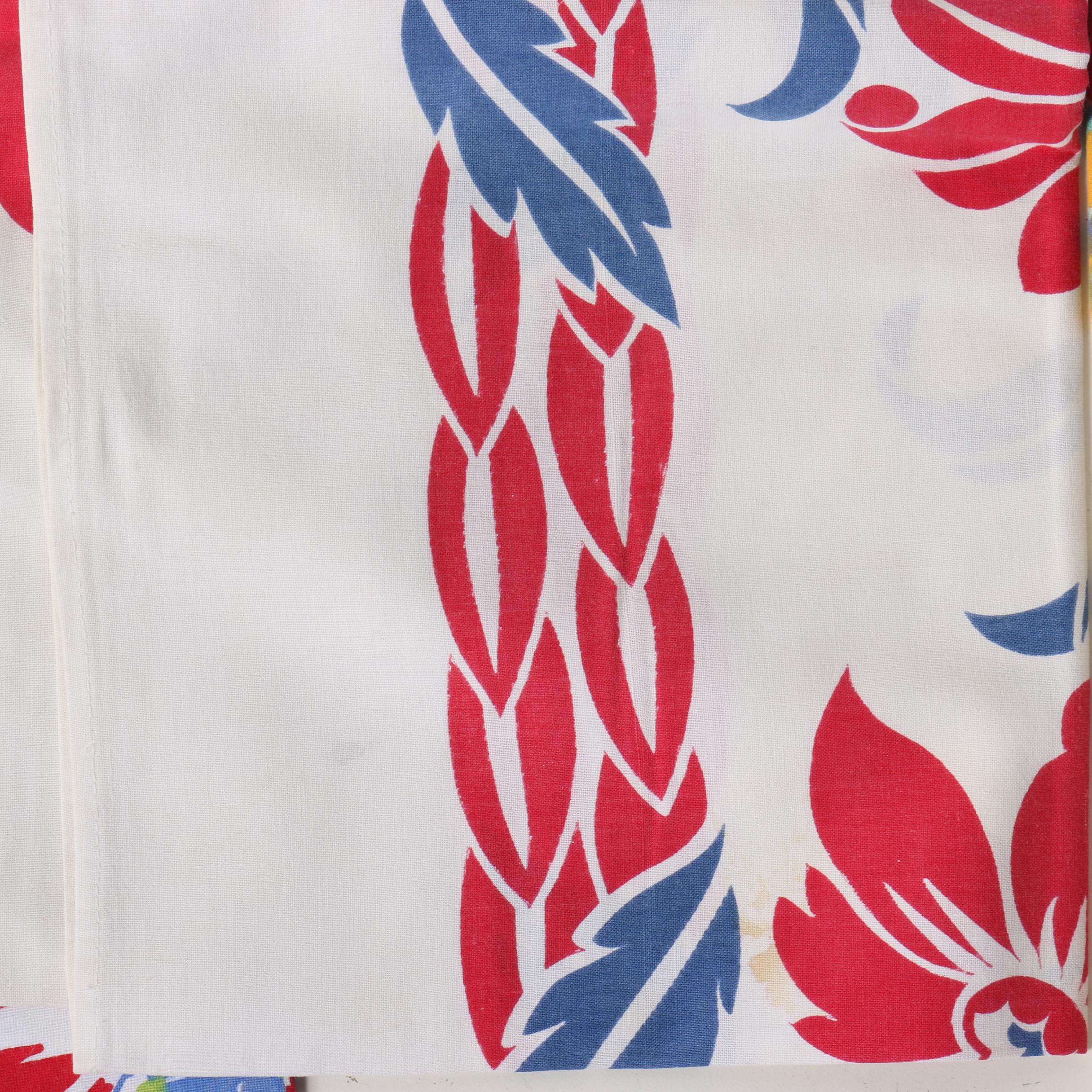 Printed Floral Table Linens, Mid-Century