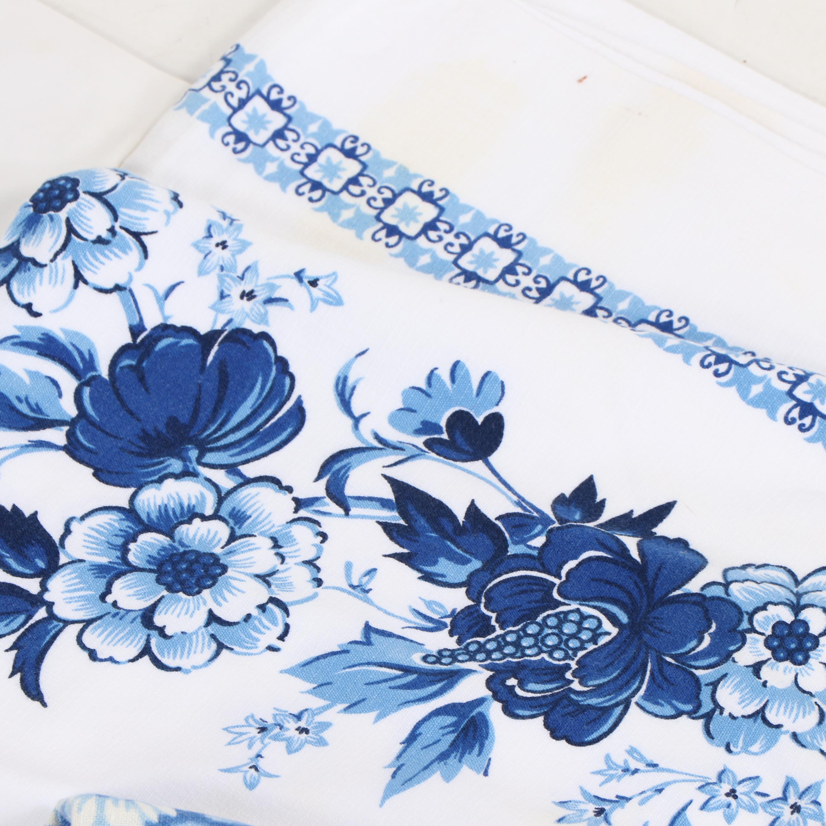 Printed Floral Table Linens, Mid-Century