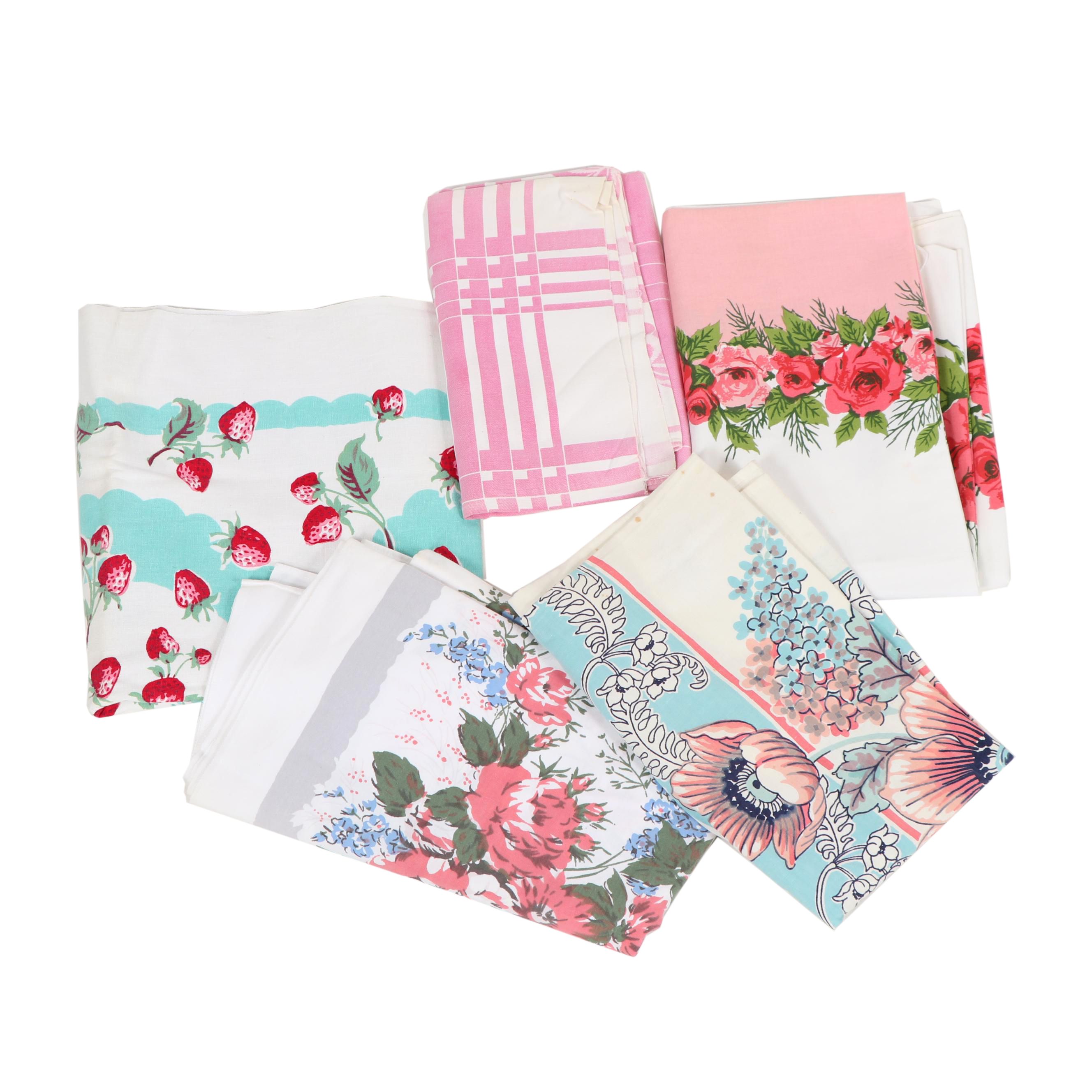 Floral Print Table Linens, Mid-Century