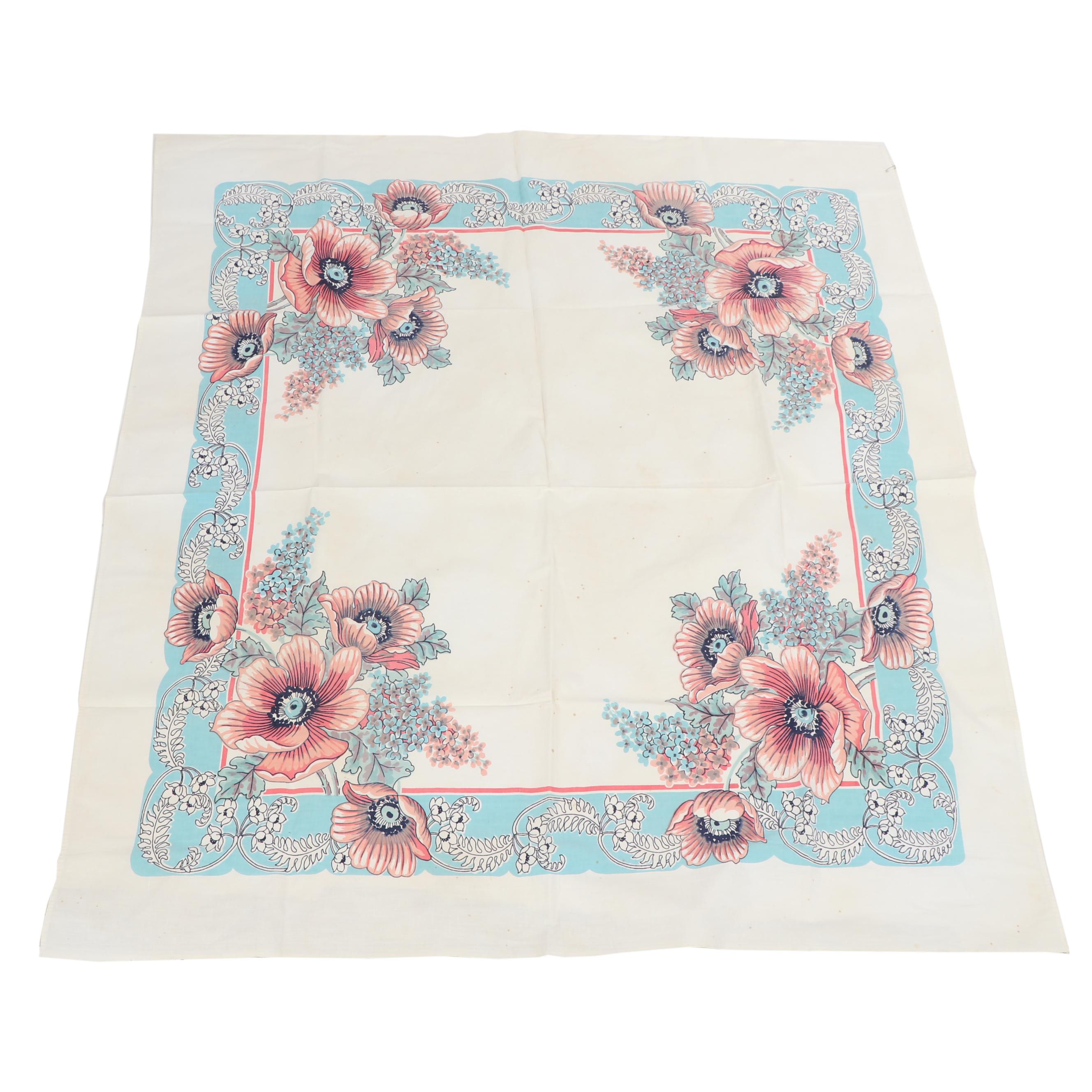 Floral Print Table Linens, Mid-Century
