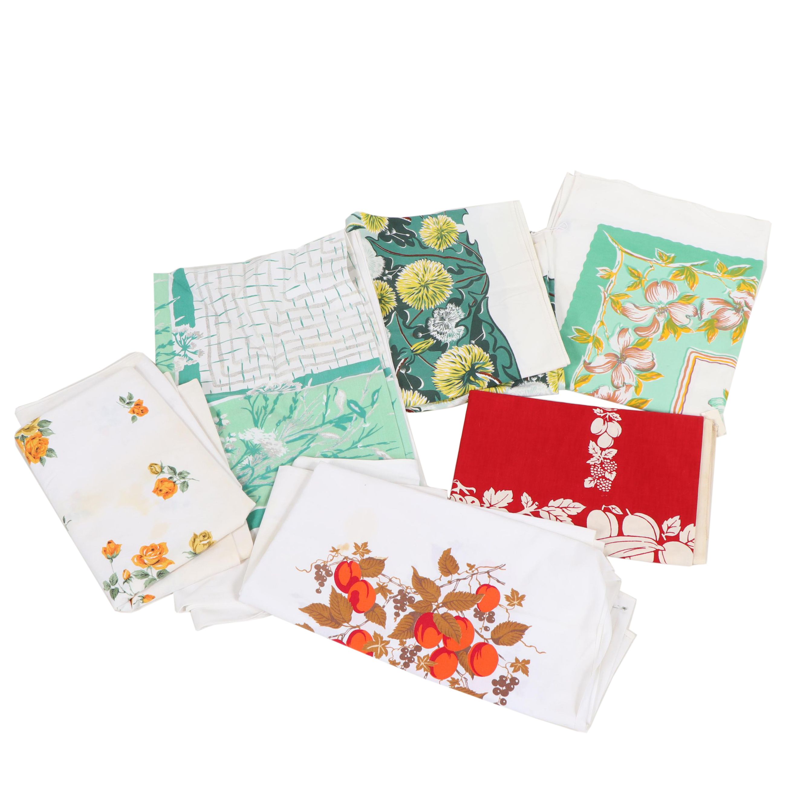 Printed Floral Table Linens, Mid-Century