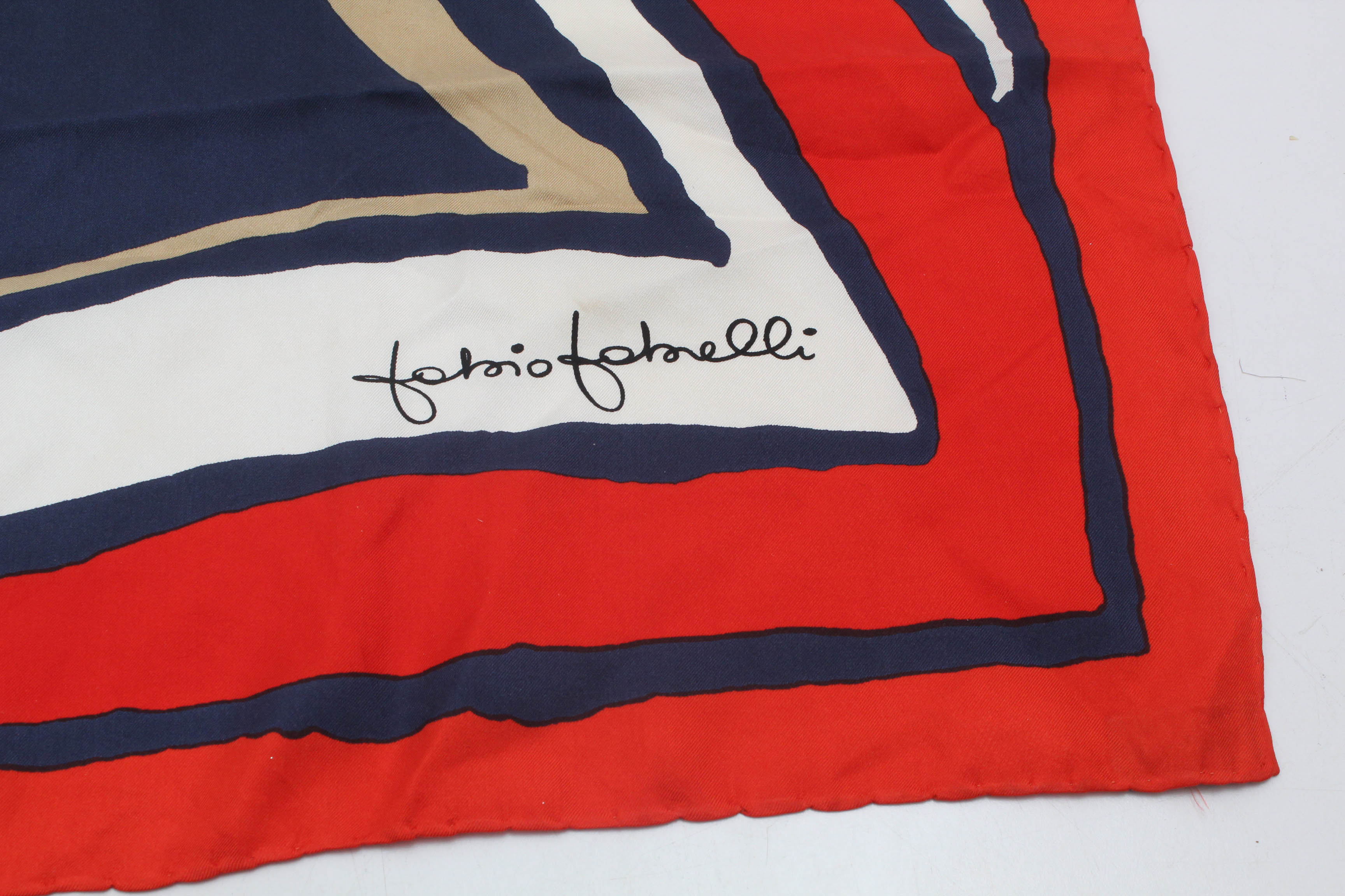 Fabio Fabelli for Marcus Italian Silk Scarf with Hand-Rolled and Stitched Edge