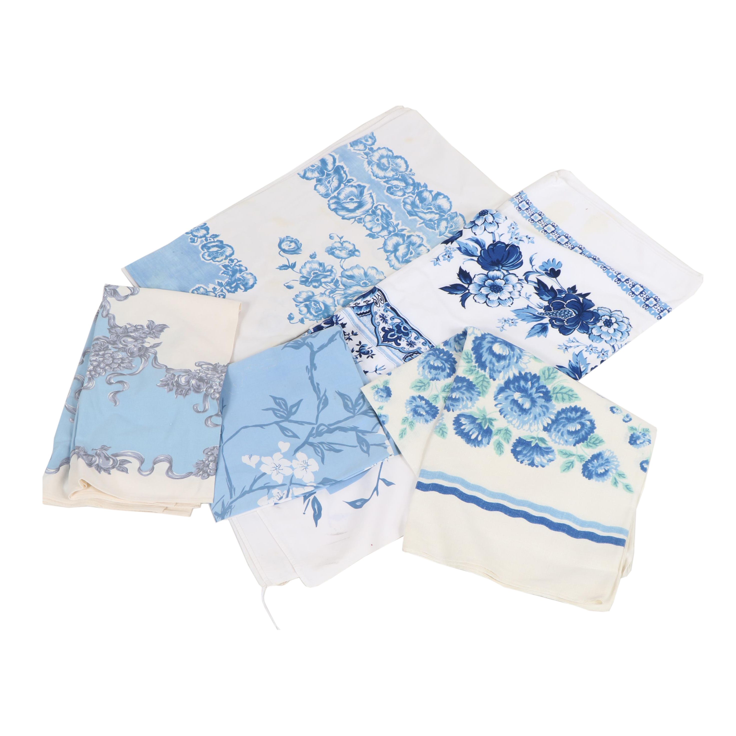 Printed Floral Table Linens, Mid-Century