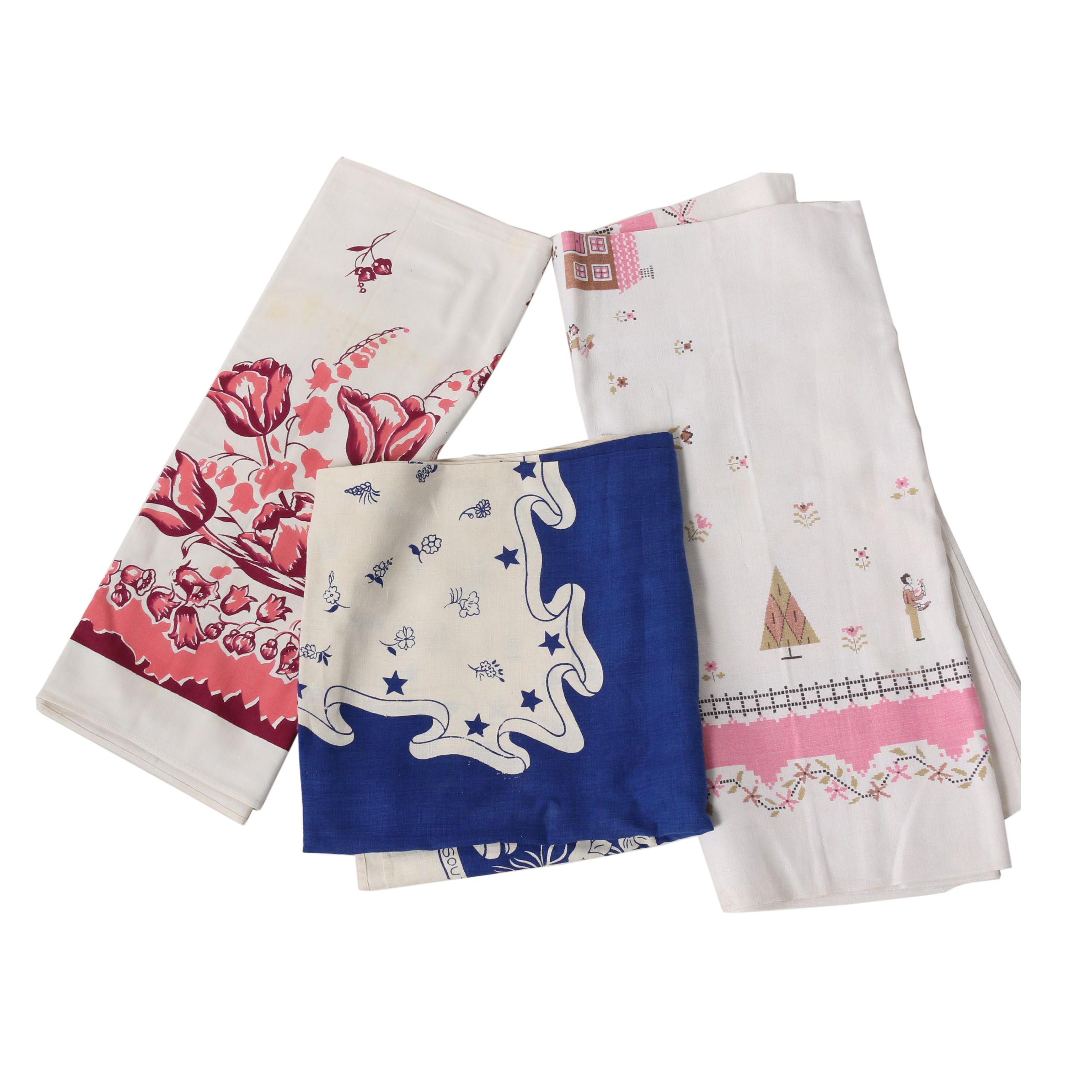 Printed Floral Table Linens, Mid-Century