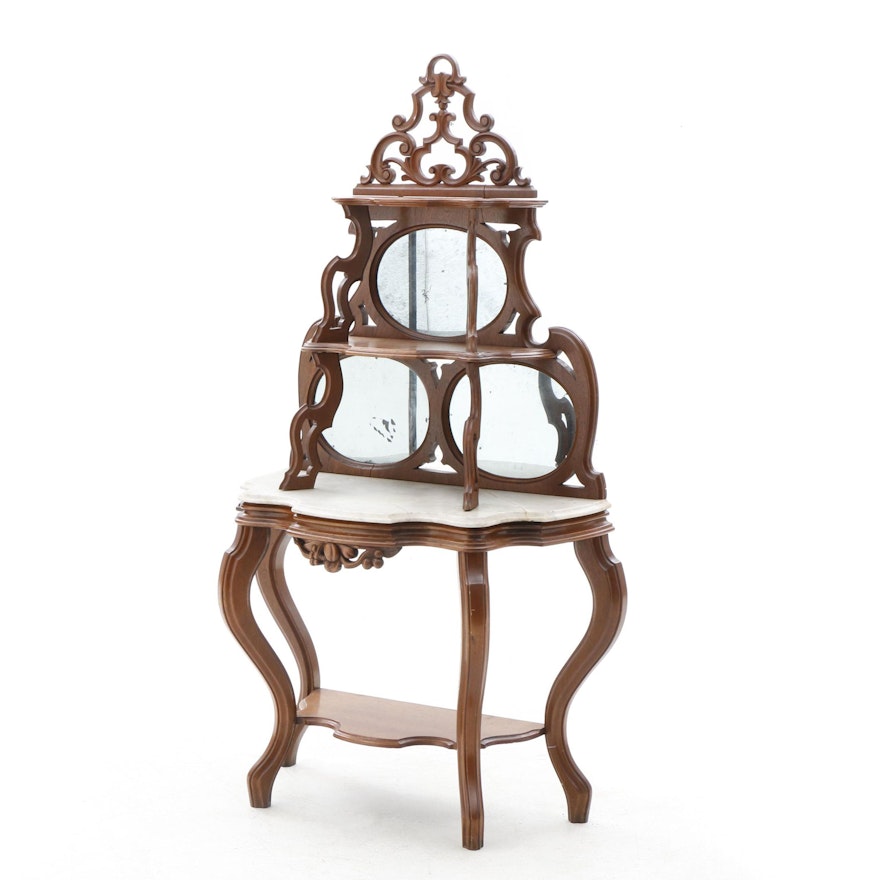 Victorian Marble Top Mirrored Etagere