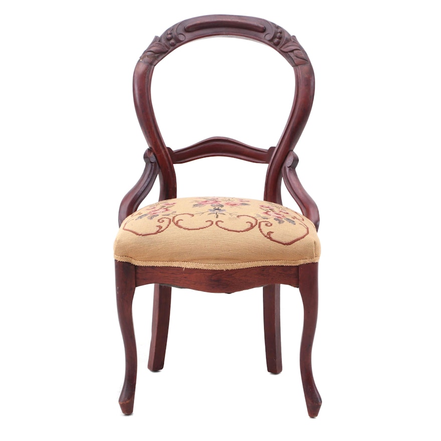 Victorian Side Chair with Needlepoint Upholstery