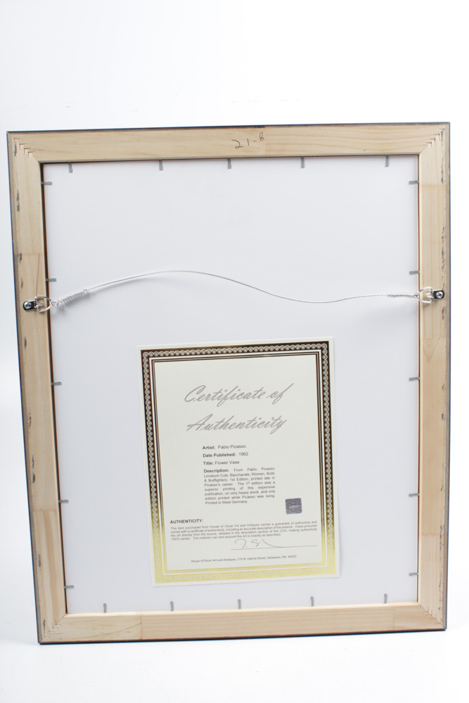 Pablo Picasso Linoleum Cut "Flower Vase"