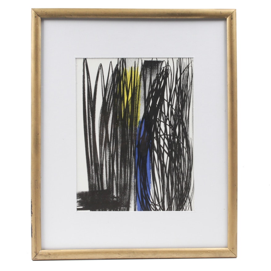 Hans Hartung Tricolor Lithograph From 1973 "XXe Siecle"