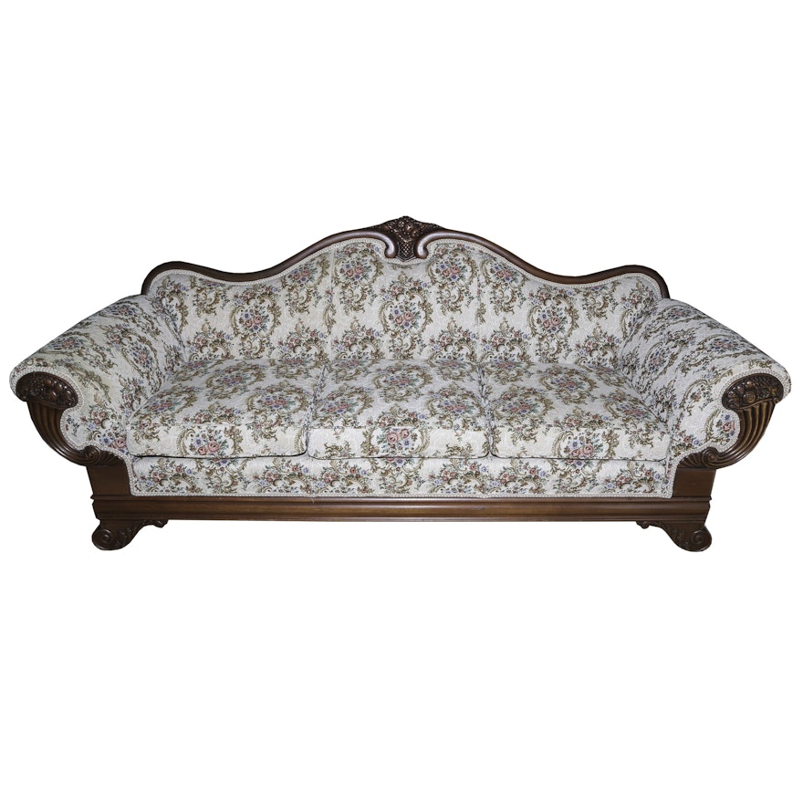 Empire Style Upholstered Sofa with Cornucopia Motif, 20th Century