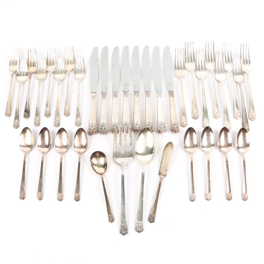 Wm. Rogers & Son "April" Silver Plate Flatware Set, Mid-Century