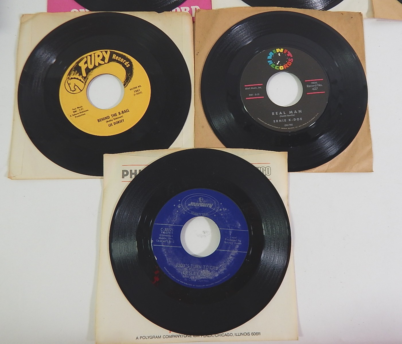 Collection of 1960s/70s 45 RPM Record Albums with Country, Rock, Pop, and R&B