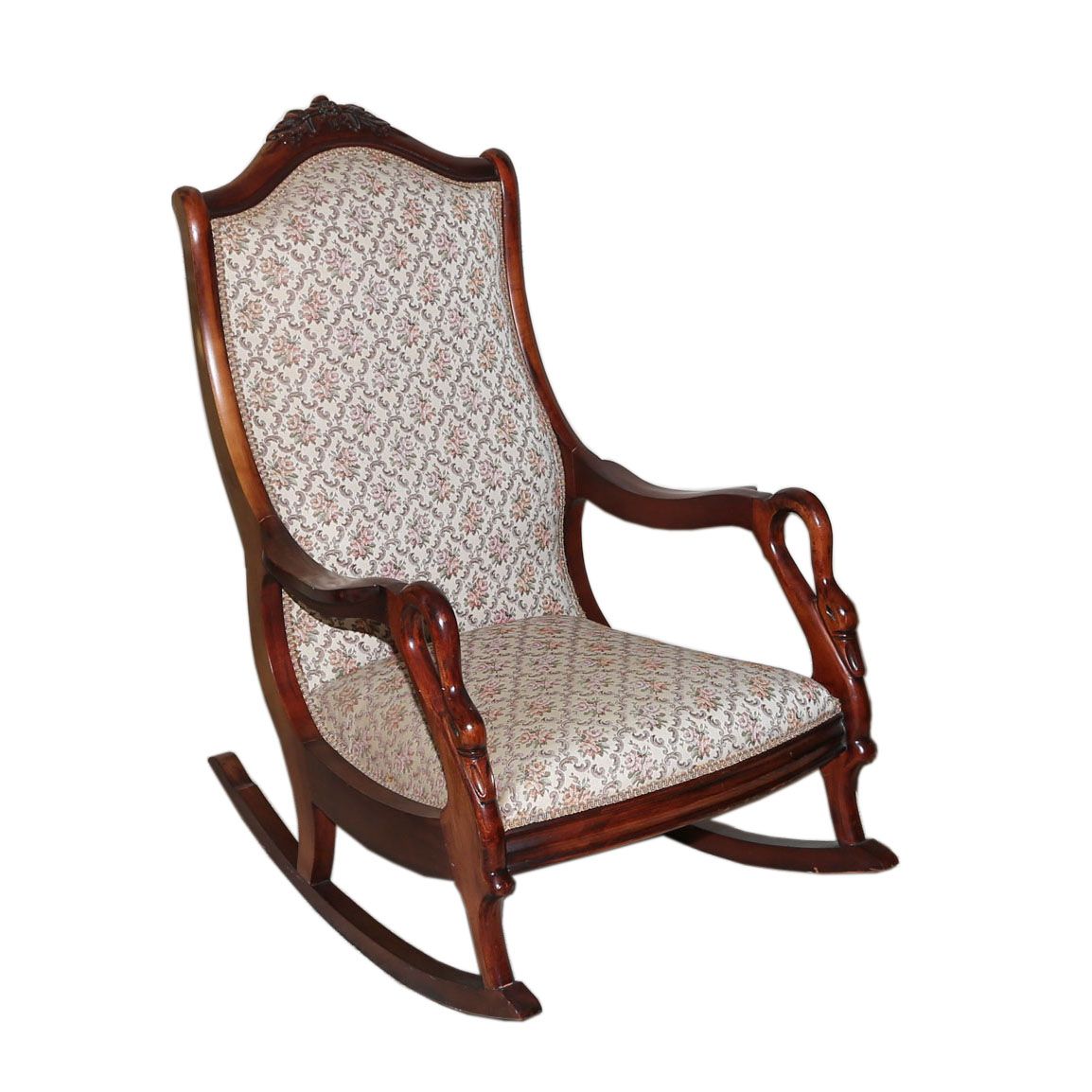 Walnut Gooseneck Rocking Chair, 20th Century