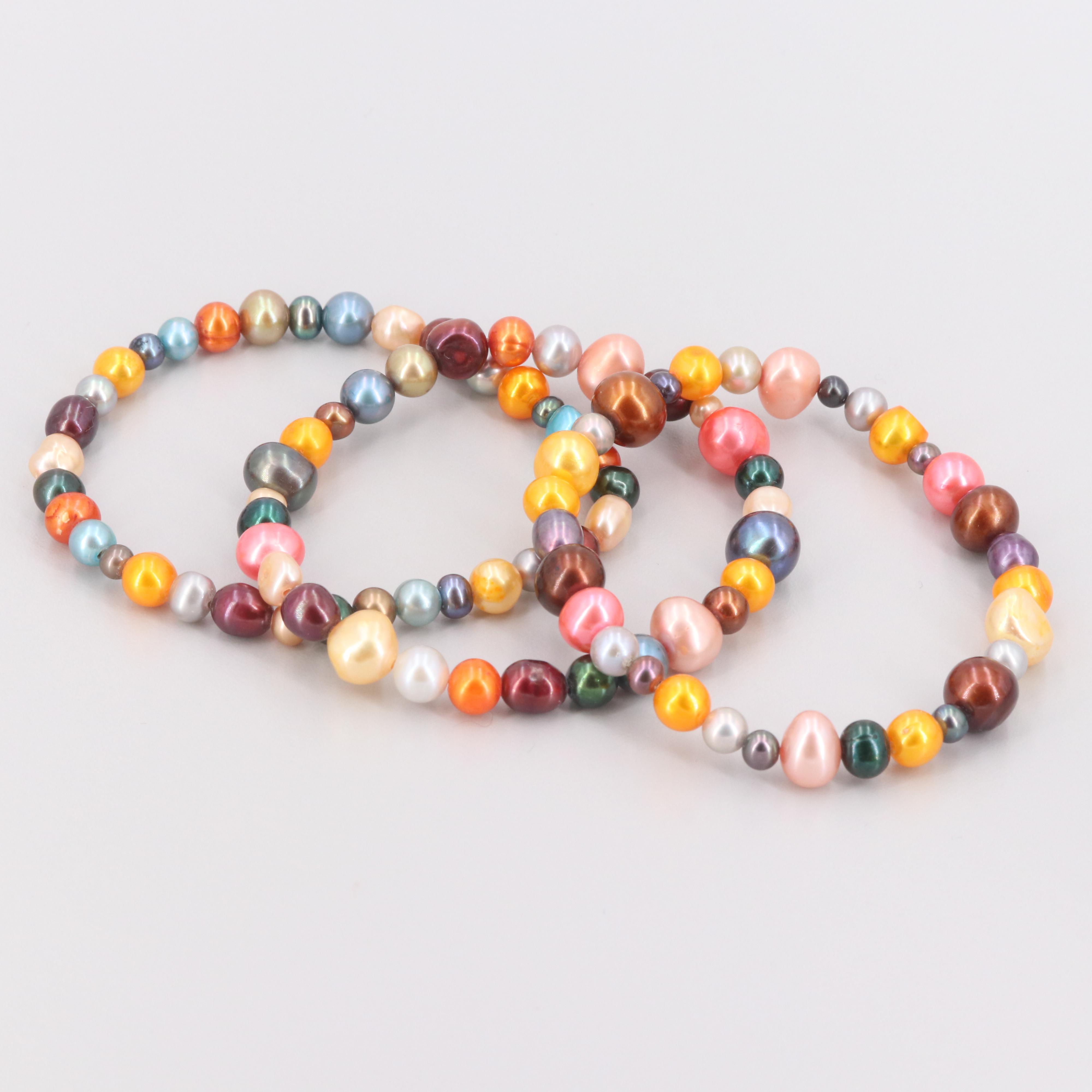 Expandable Cultured Pearl Bracelets