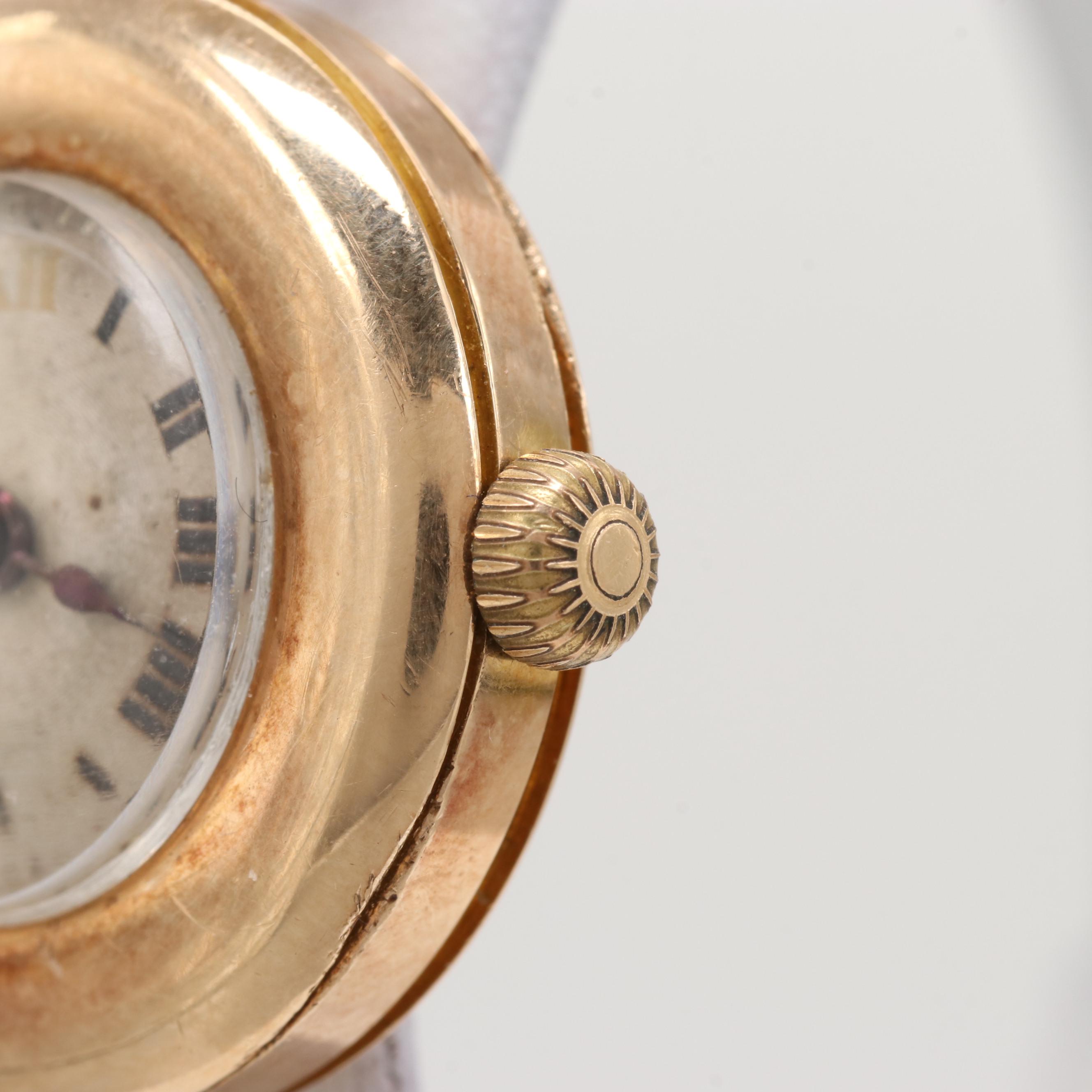 15K Yellow Gold Watch, Aegler Reeberg Movement For Rolex, Early 1900s