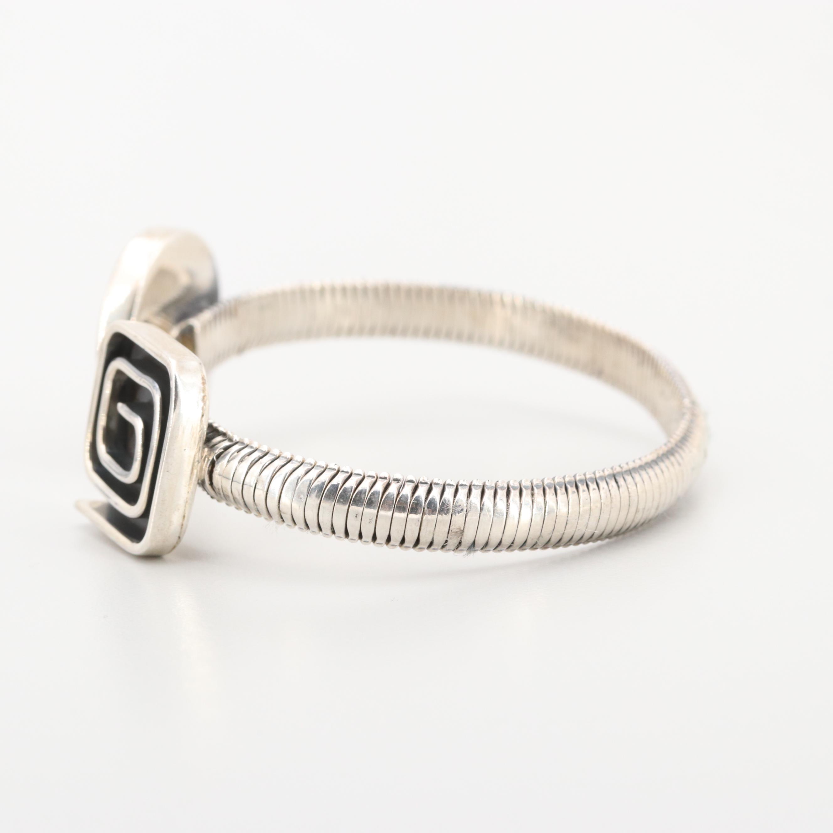 Sterling Silver Geometric Motif Bracelet