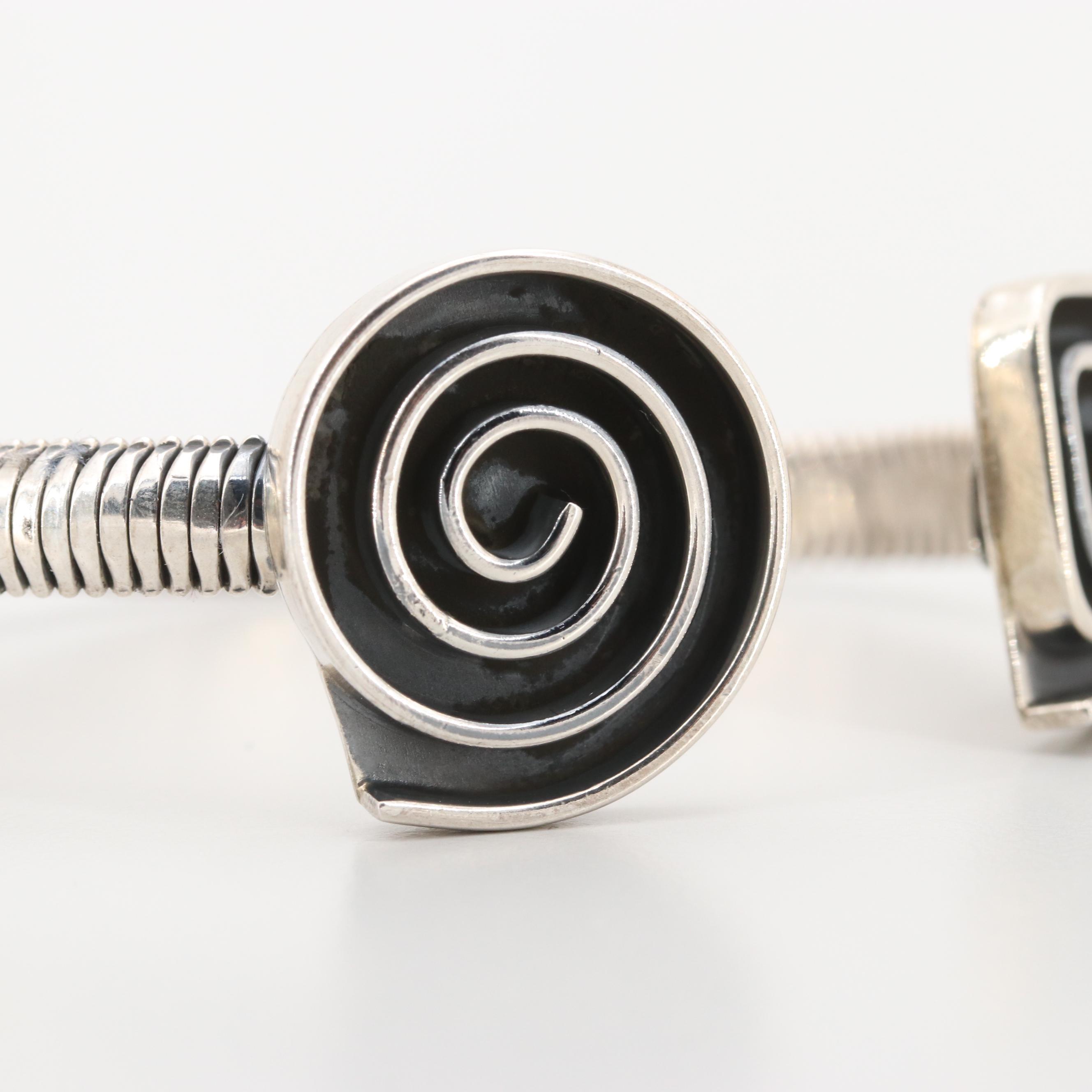 Sterling Silver Geometric Motif Bracelet