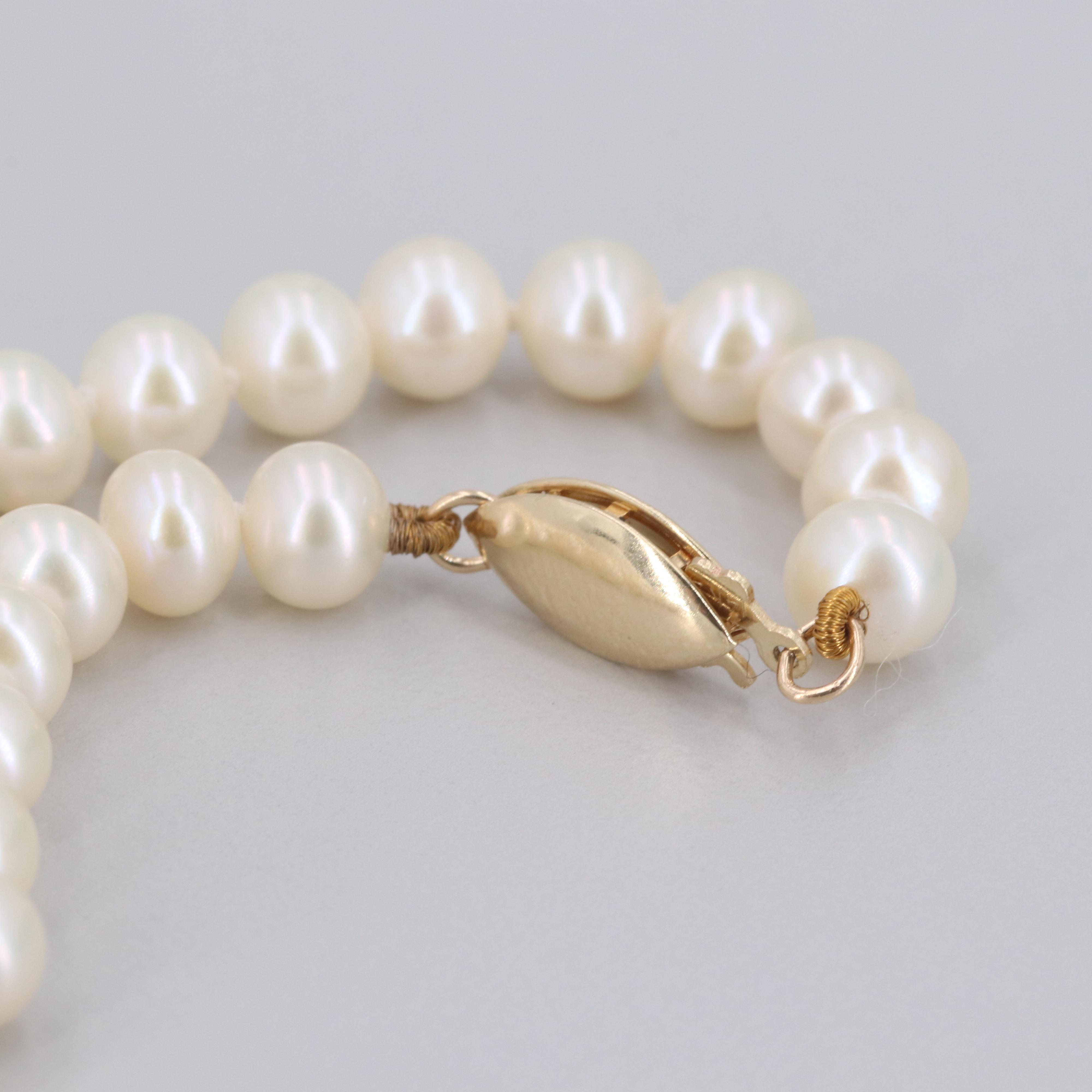 14K Yellow Gold Cultured Pearl Bracelet