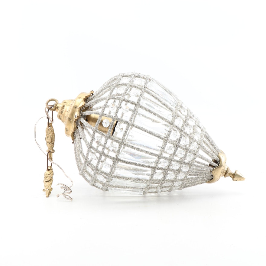 Glass Beaded Brass Cage Pendant Light