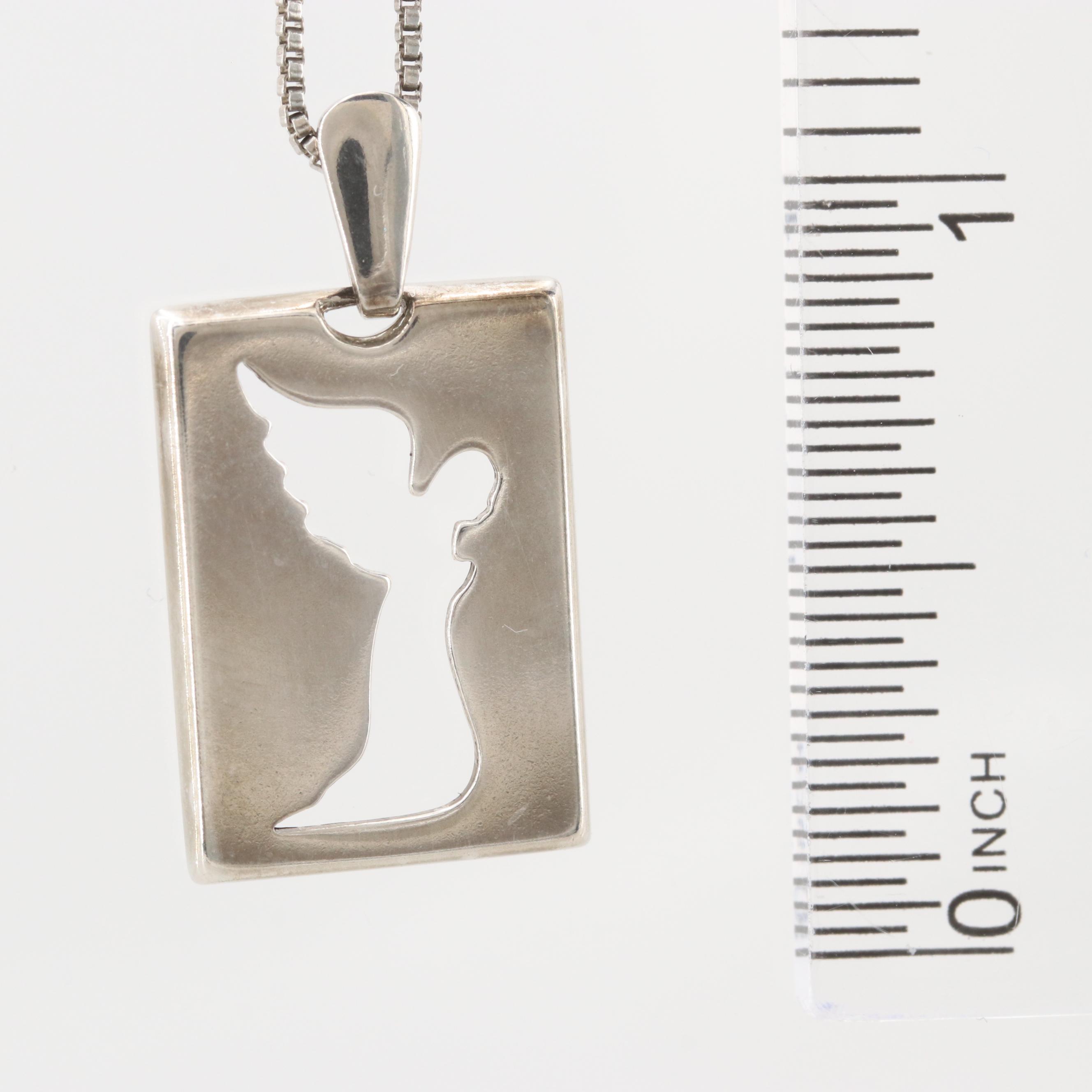 Lavaggi Sterling Silver Angel Pendant Necklace