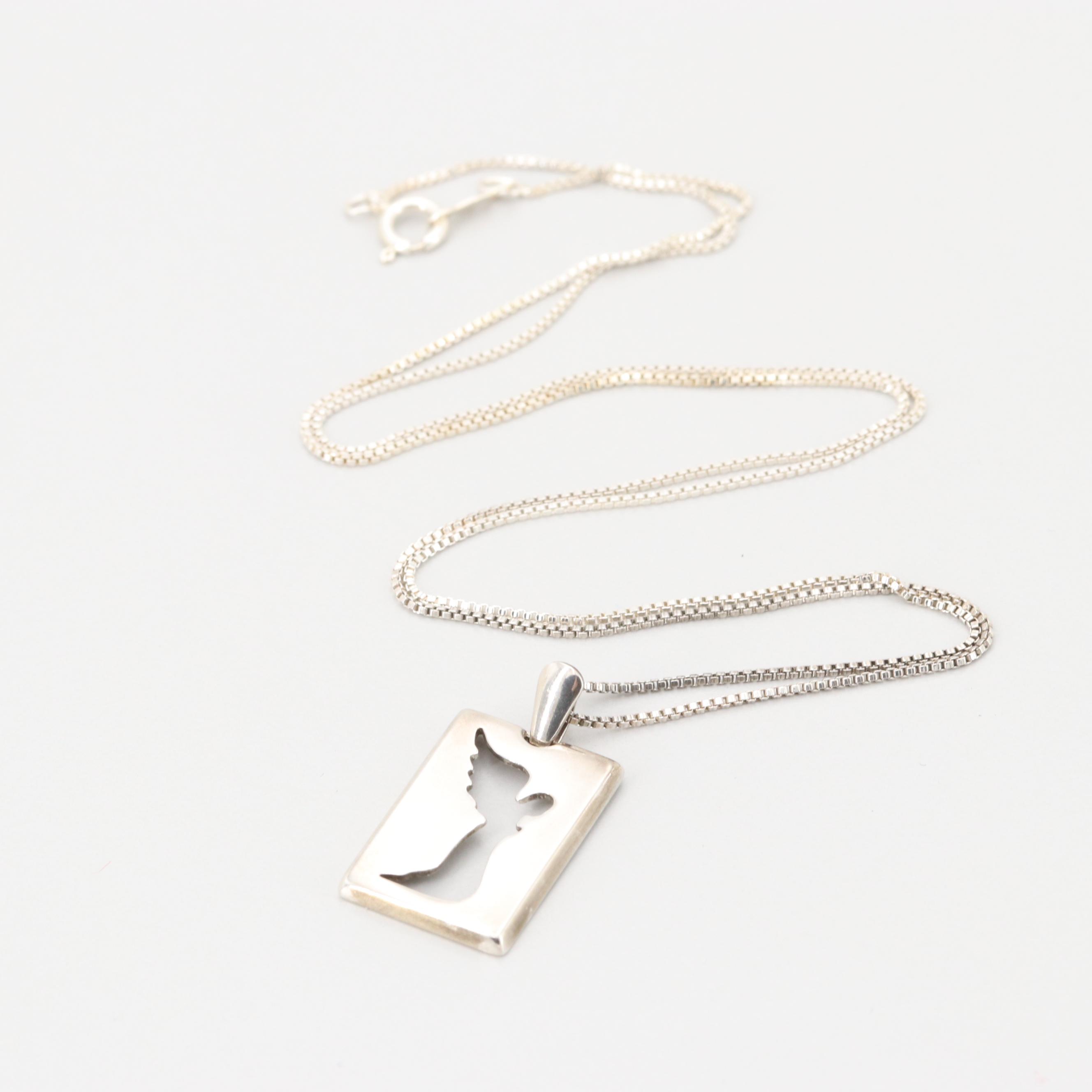 Lavaggi Sterling Silver Angel Pendant Necklace