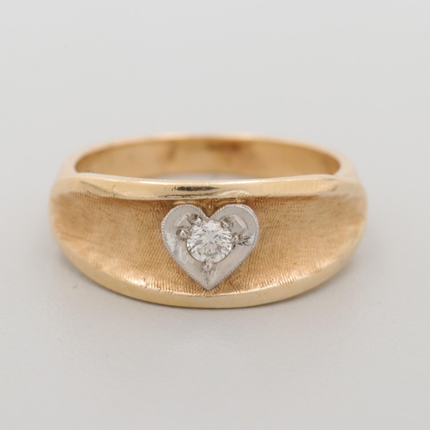 10K Yellow Gold Diamond Heart Ring