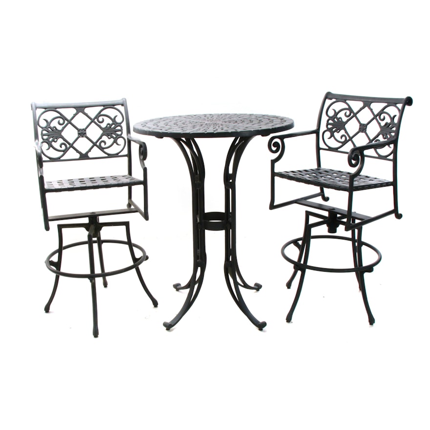 Contemporary Cast-Aluminum Three-Piece Patio Bistro Set by Windham Castings