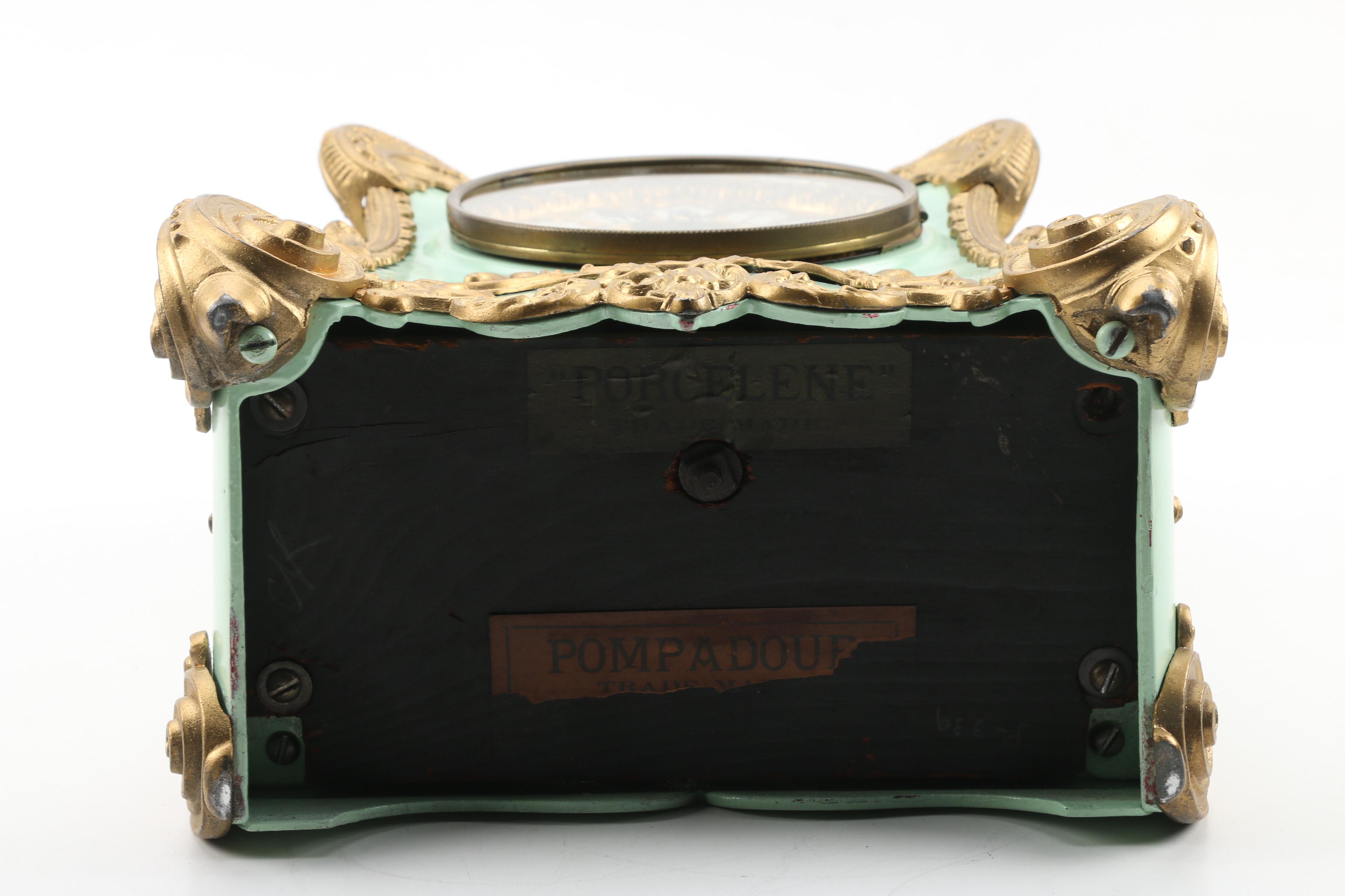 F. Kroeber "Pompadour" Gilt Enameled Cast Iron Mantle Clock