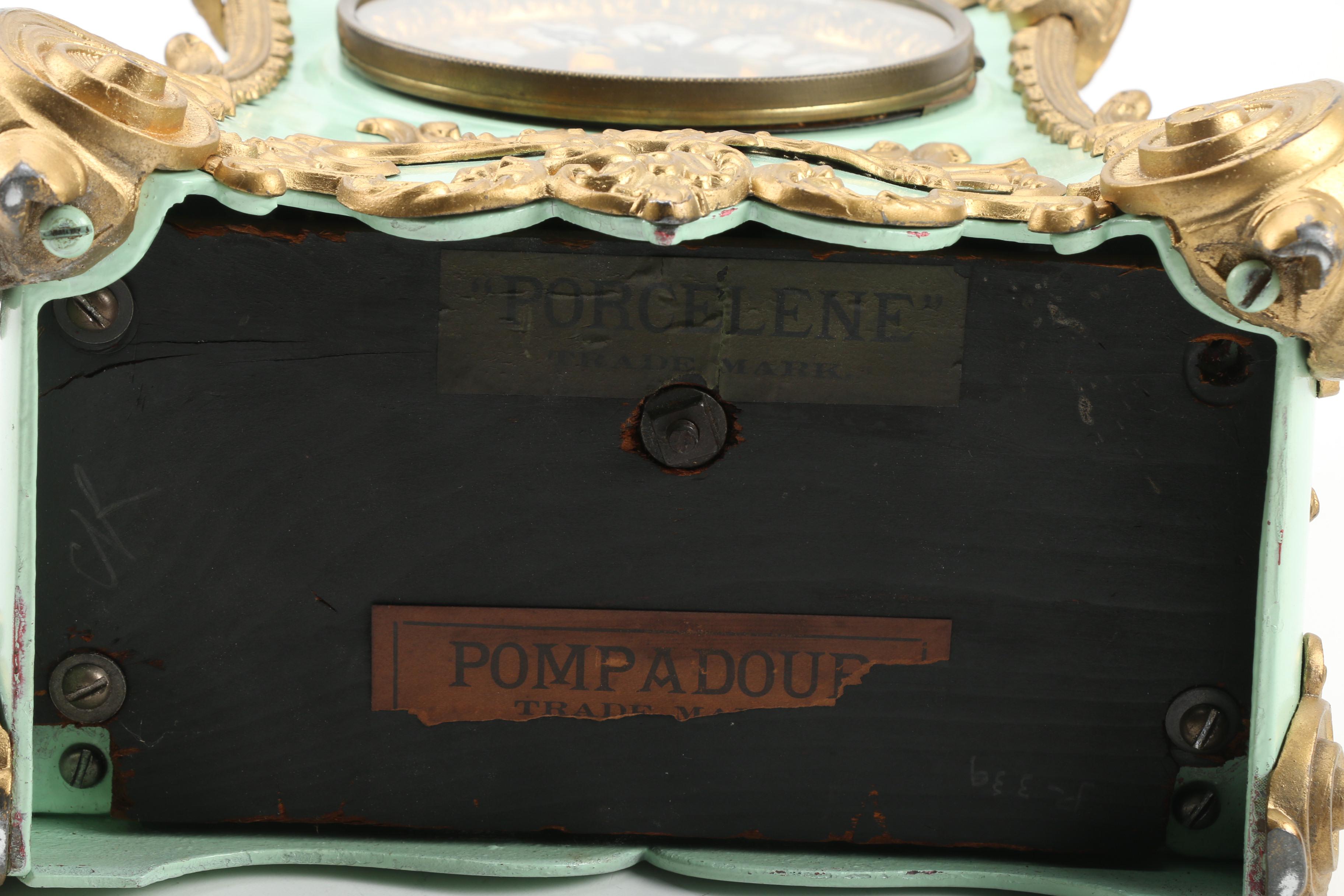 F. Kroeber "Pompadour" Gilt Enameled Cast Iron Mantle Clock