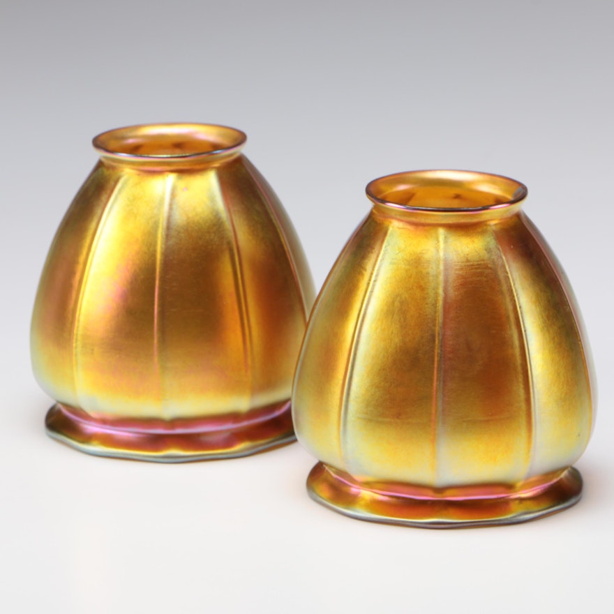 Steuben Gold Aurene Art Glass Shades Designed by Frederick Carder, 1903 - 1933