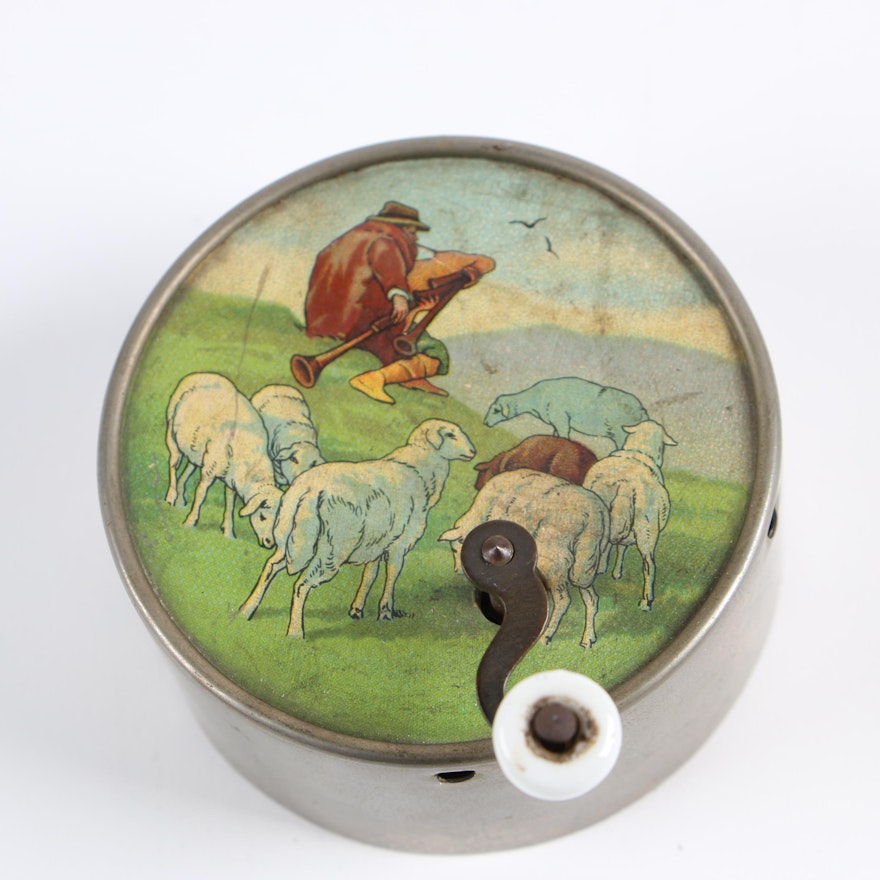 Manivelle (Hand Cranked) Music Box with Printed Lithographic Inserts