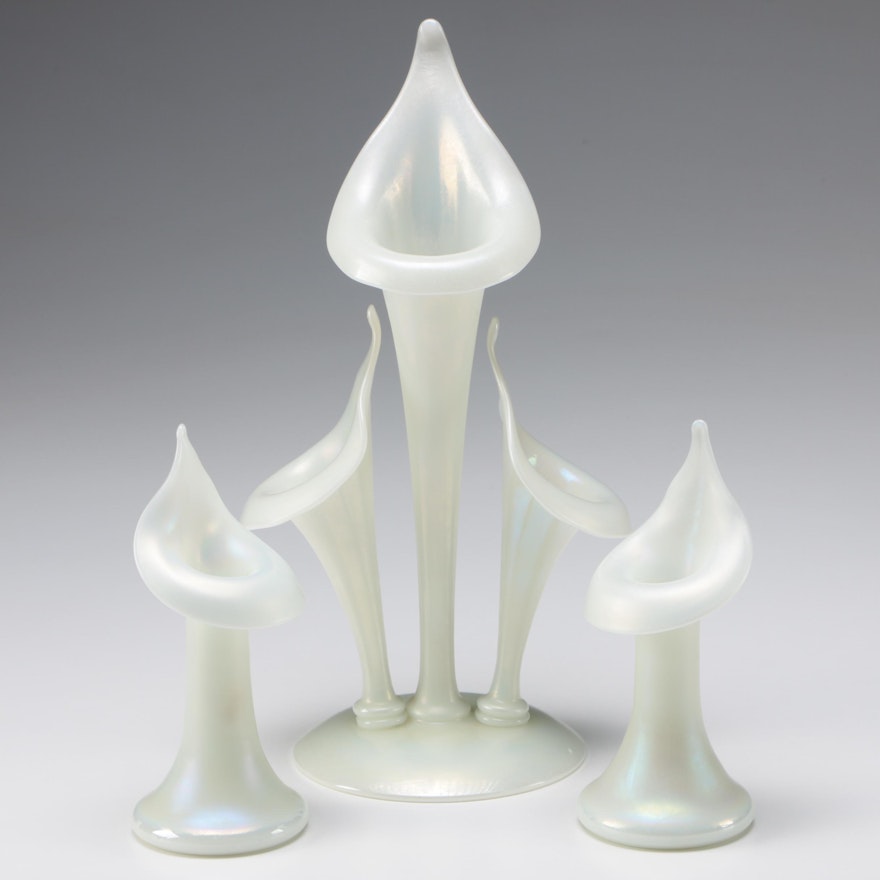 Steuben Ivrene Art Glass Vases, Early 20th Century