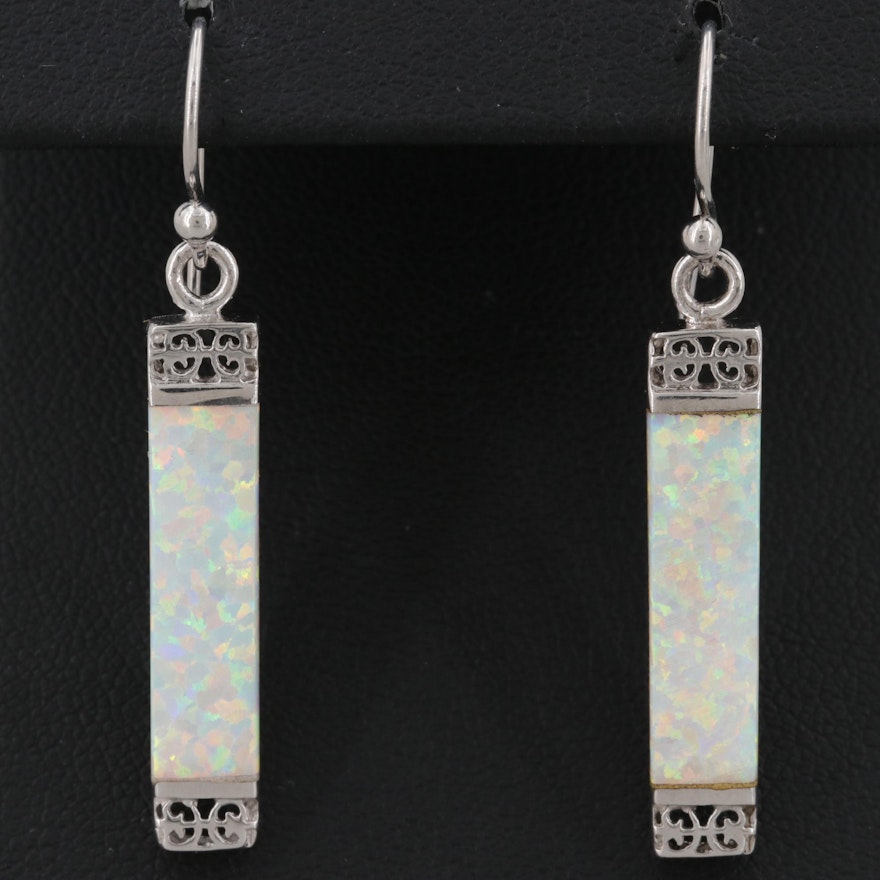 Sterling Silver Synthetic Opal Earrings