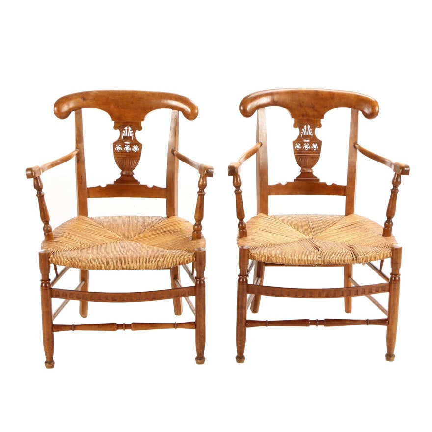 Pair of French Provincial Open Armchairs, Late 19th/Early 20th Century