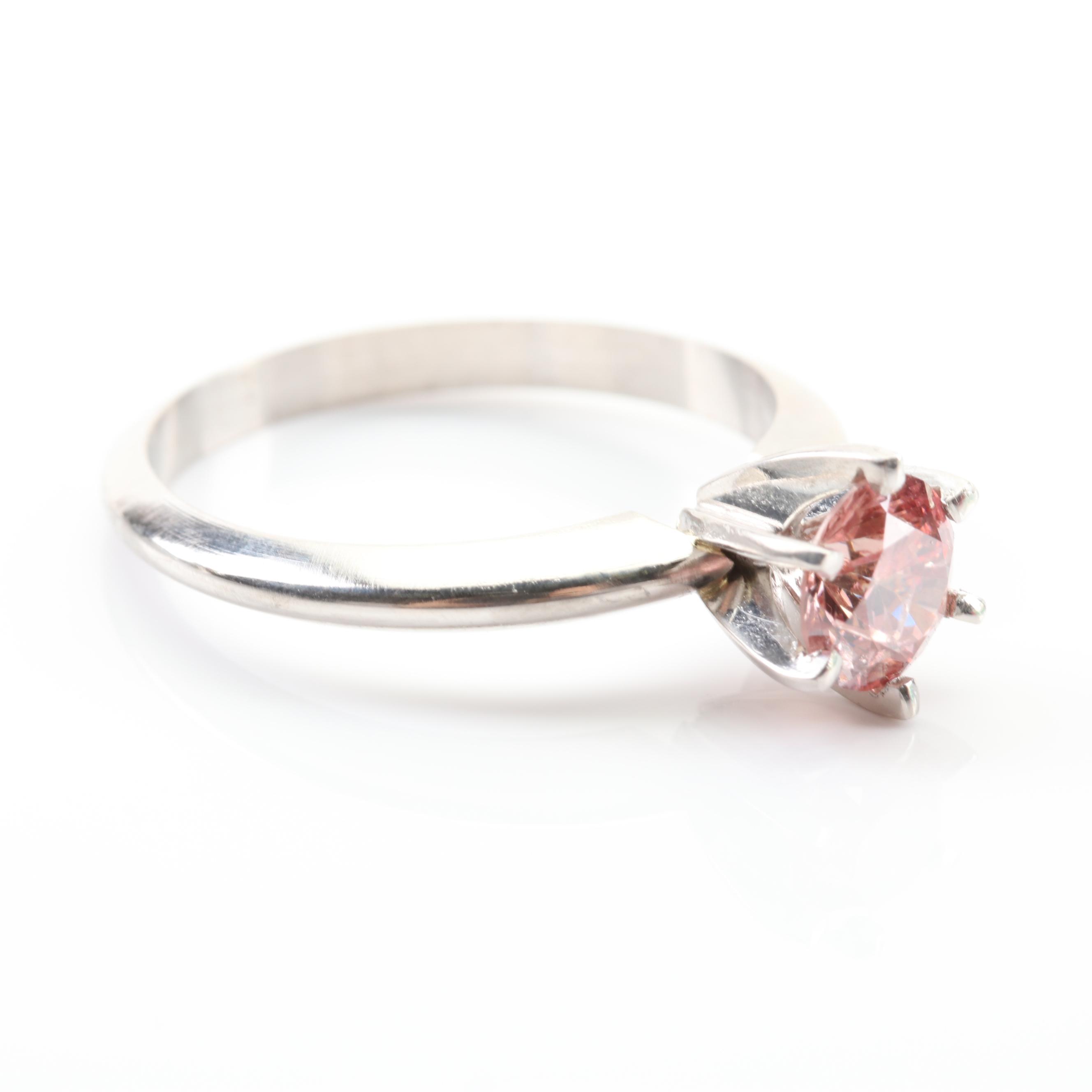 Platinum Pink Diamond Solitaire Ring