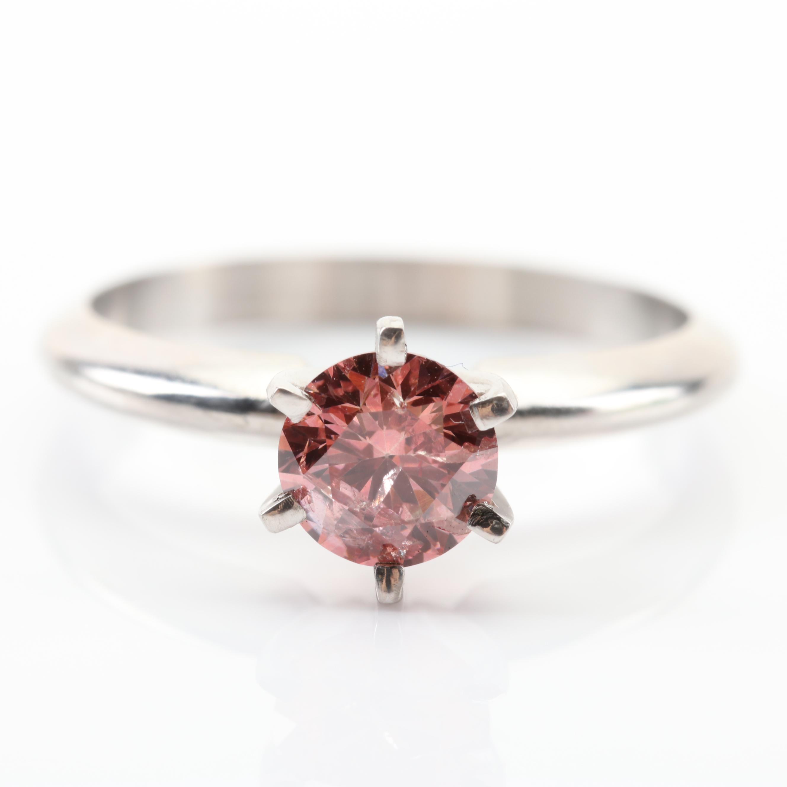 Platinum Pink Diamond Solitaire Ring
