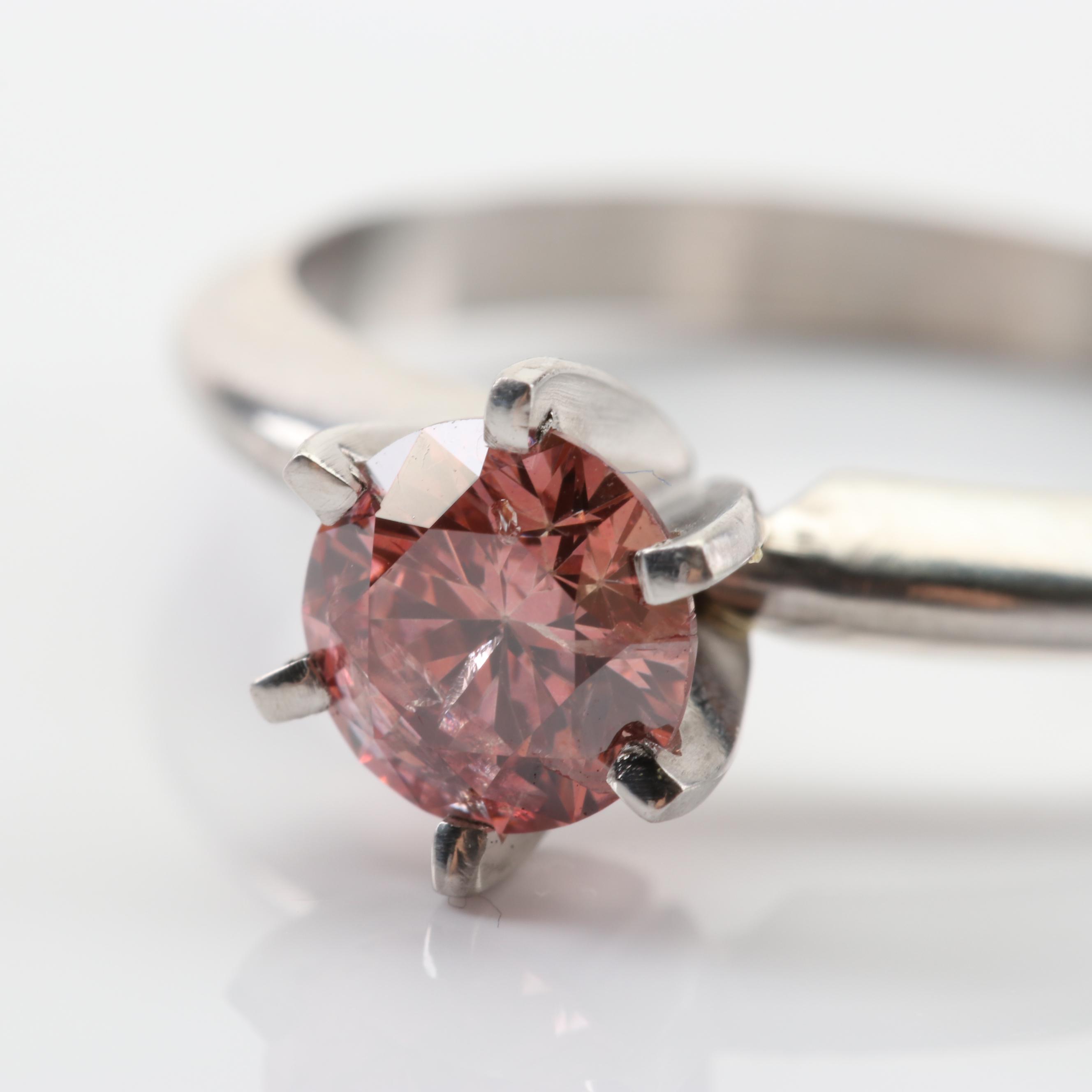Platinum Pink Diamond Solitaire Ring