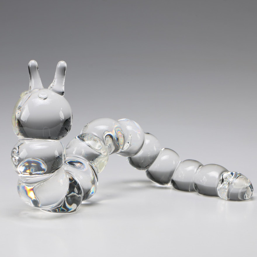 Steuben Art Glass "Caterpillar" Designed by Peter Yenawine, Late 20th Century