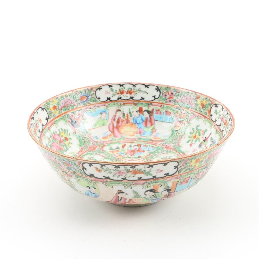 Chinese "Rose Medallion" Porcelain Bowl, Mid-Century