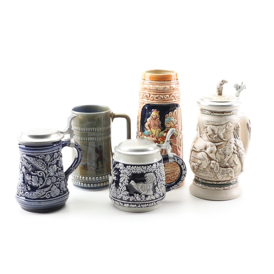 Beer Steins Including Avon and Irish Porcelain