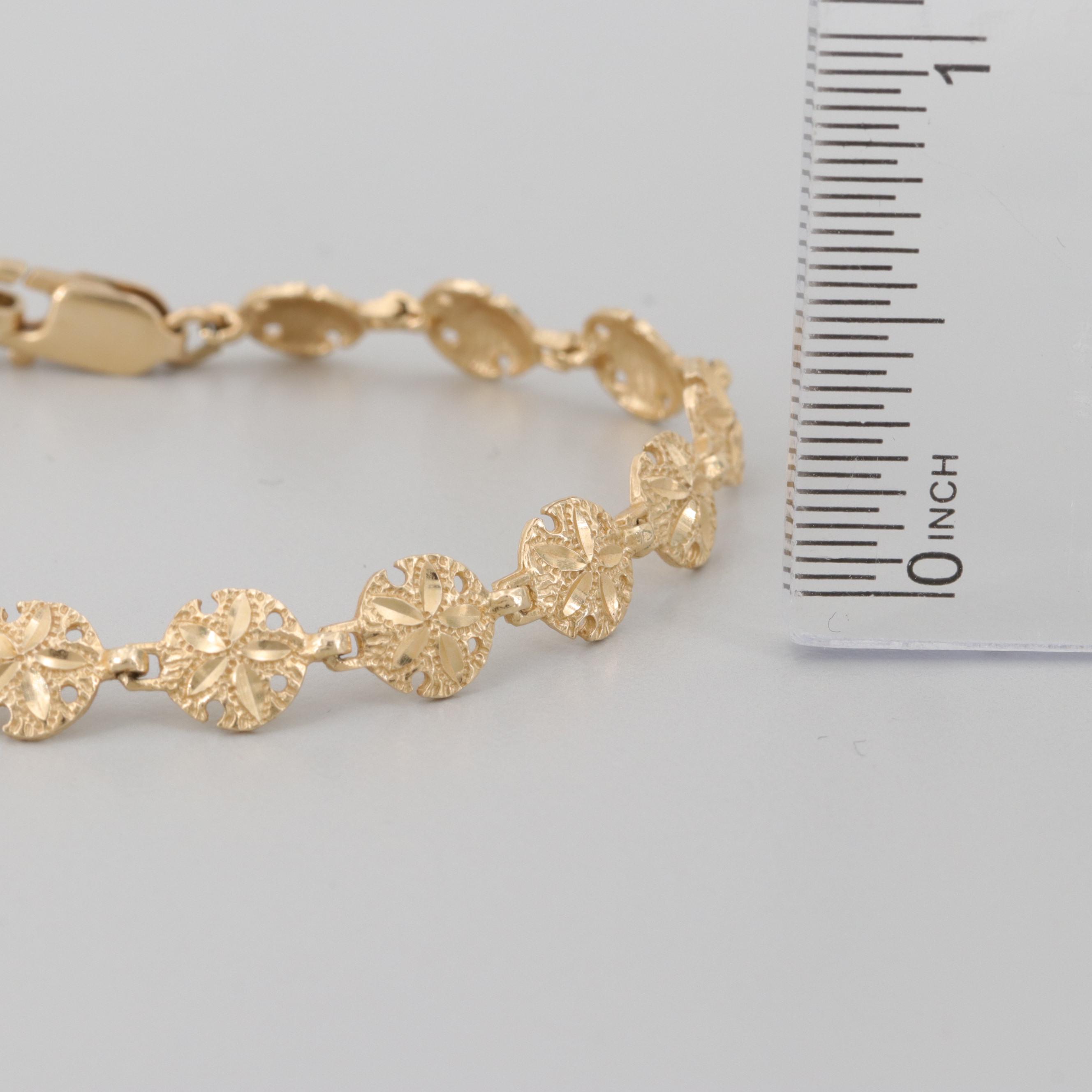 14K Yellow Gold Sand Dollar Bracelet