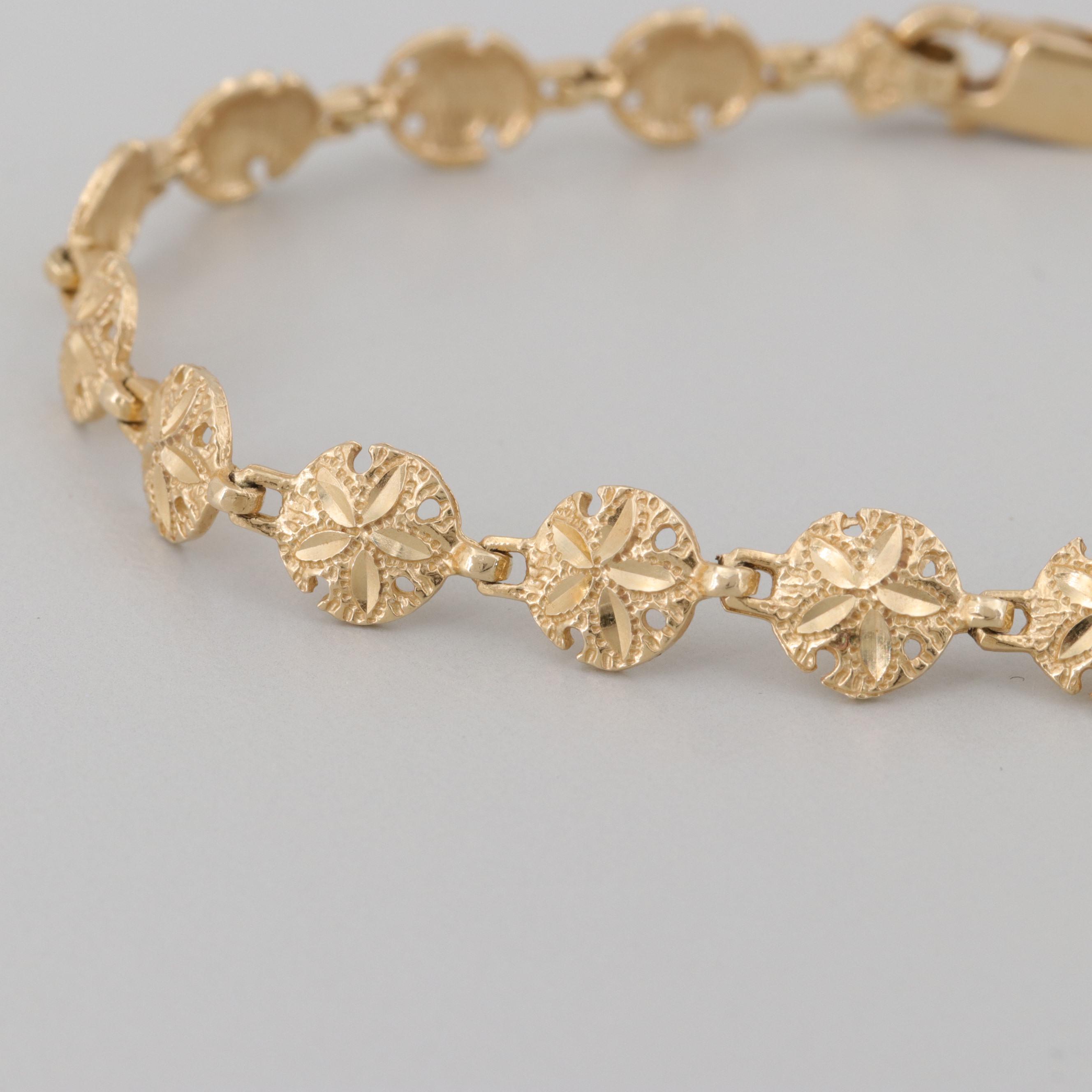 14K Yellow Gold Sand Dollar Bracelet