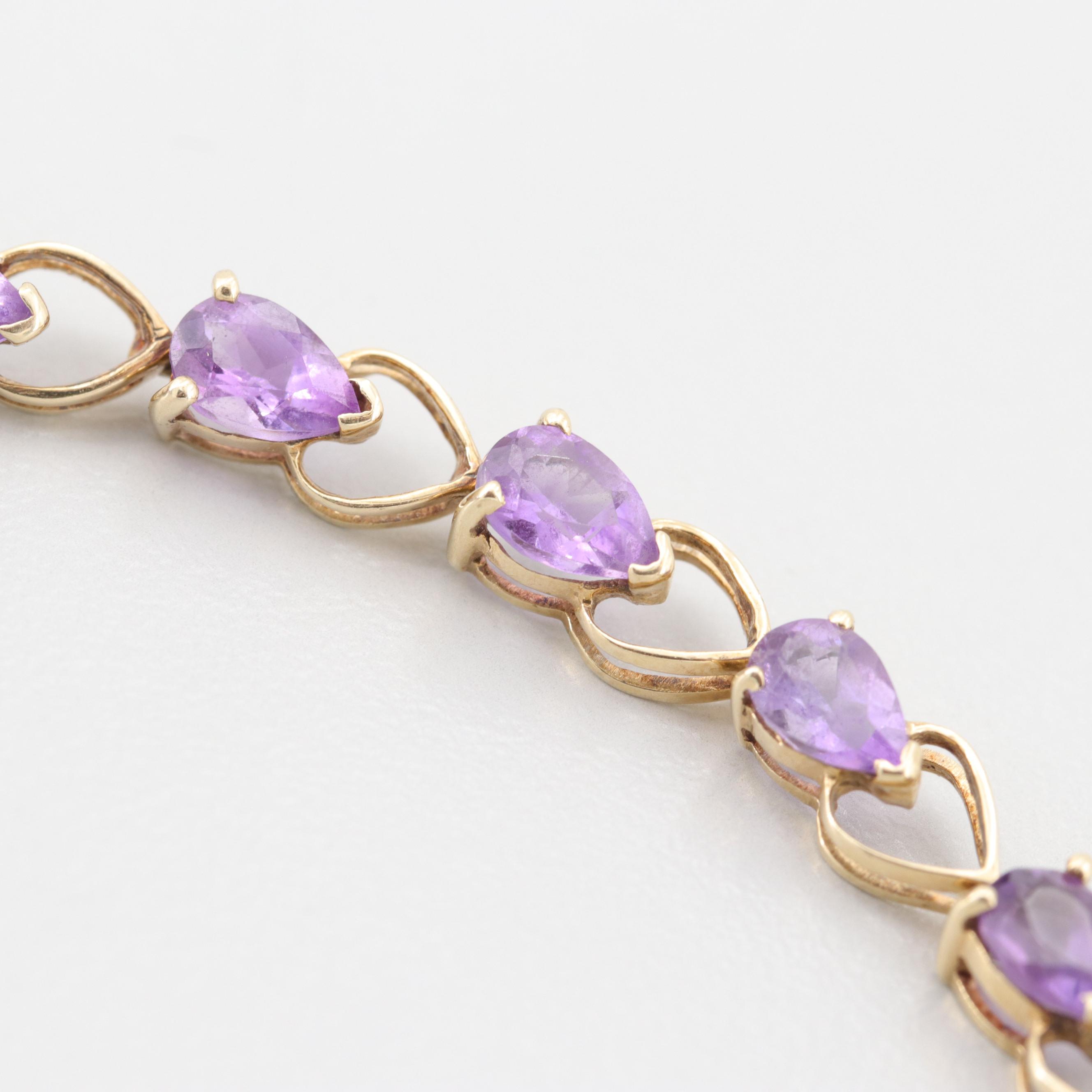 14K Yellow Gold Amethyst Bracelet