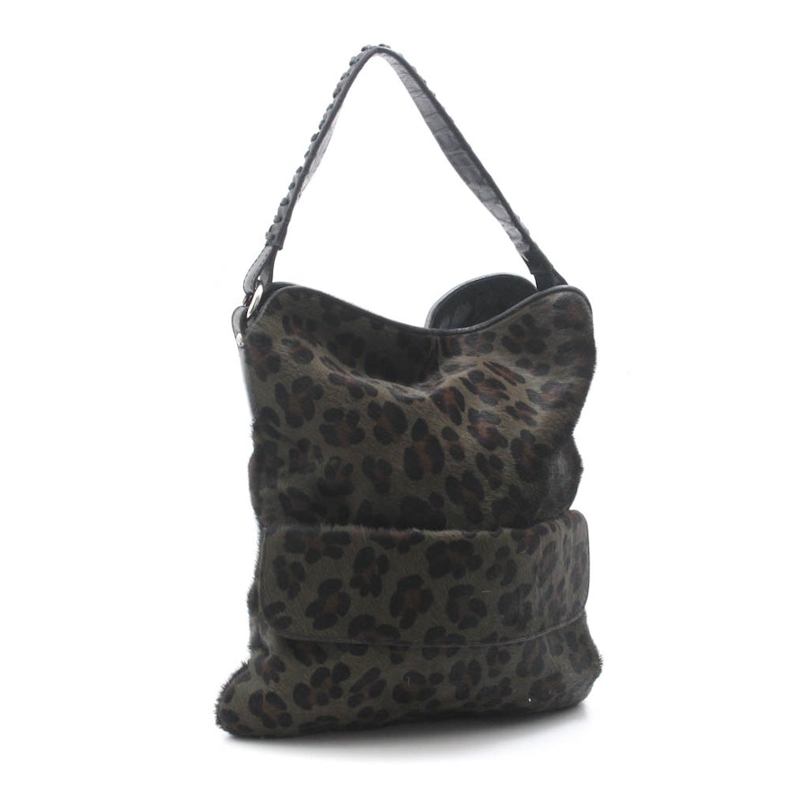 Maurizio Taiuti Dyed Cowhide and Leather Shoulder Bag, Made in Italy