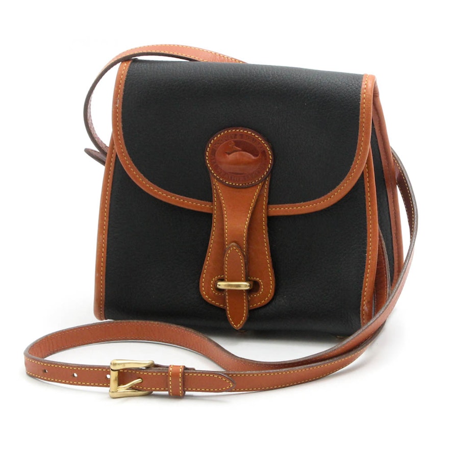 Vintage Dooney & Bourke Pebbled Two-Tone All-Weather Leather Crossbody Bag